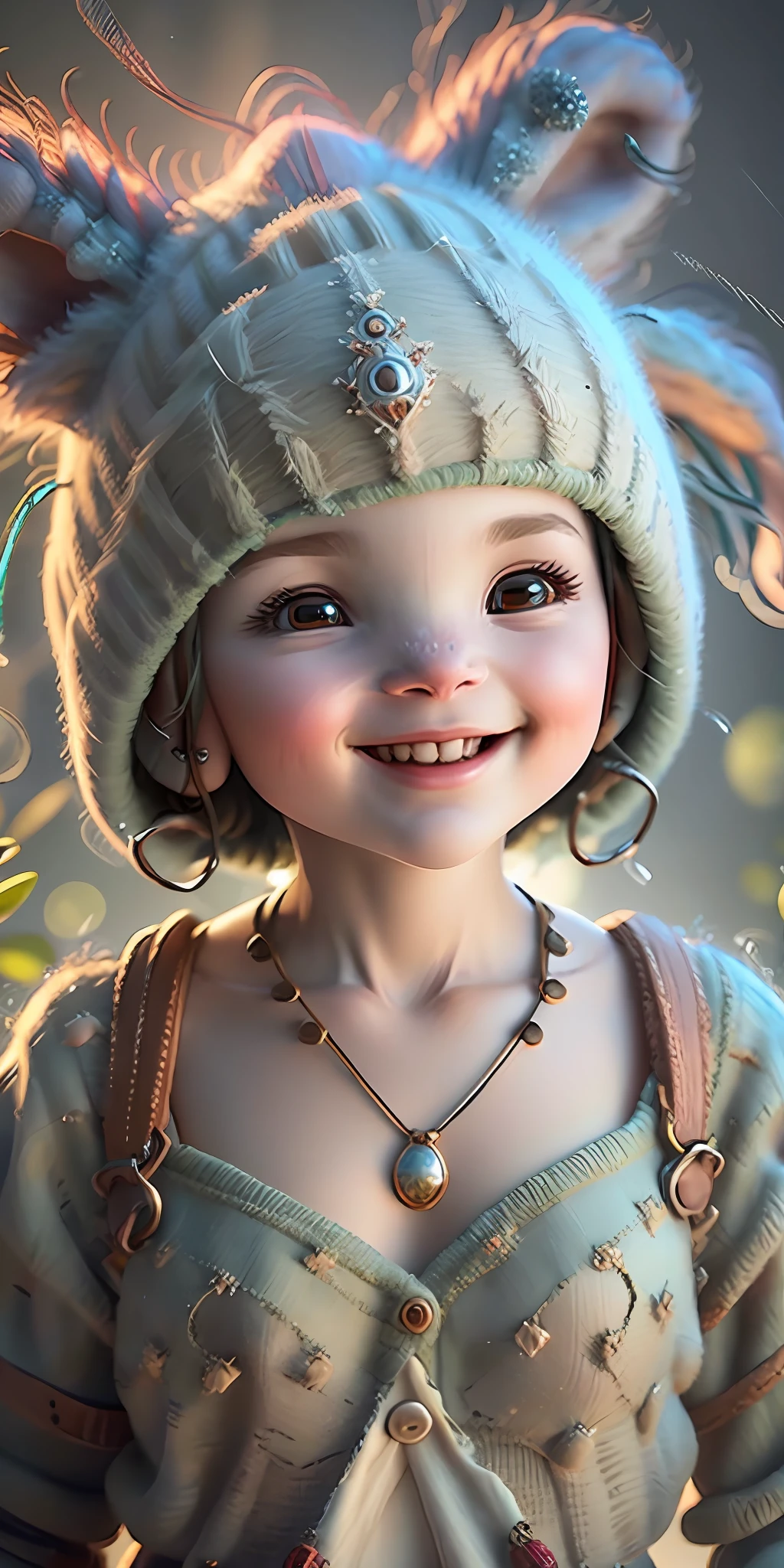 Brad Johnson ,charachter,cute, little, beautiful, Devian Art, Trending Artstation, Digital Art, Detailed, Cute, Realistic, Humanoid, Character, Tiny,Cinematic Sho,Cinematic Lights,Looks happy