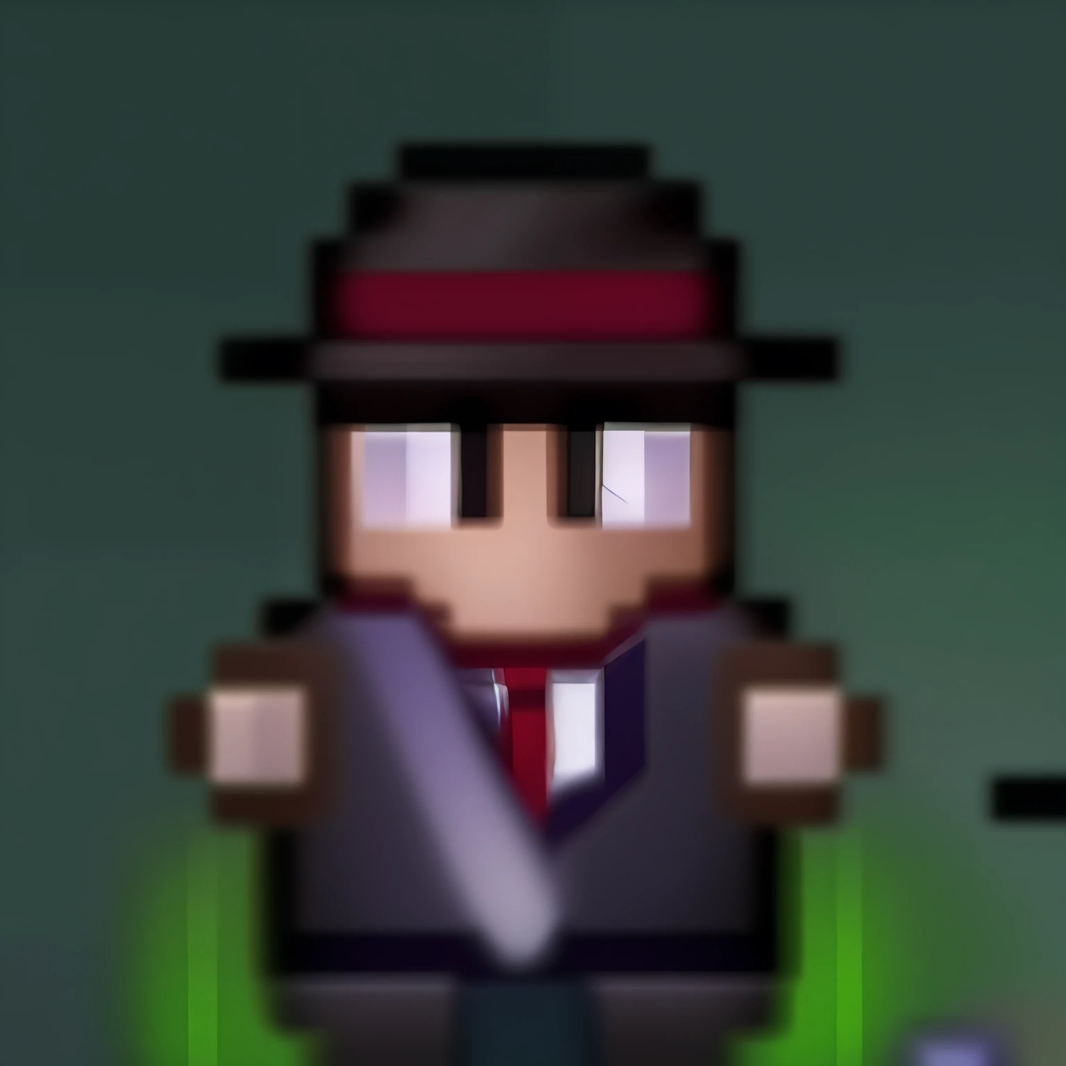 There is a small toy for a man wearing a hat and tie, maple story indiana jones, video game avatar, videogame sprite, 2 d sprites, Fedora, safebooru, Full body 2D game avatar, vinny from vinesauce, Avatar image, tchibi, character with a hat, cave exploration, he's wearing a hat, pixels huh