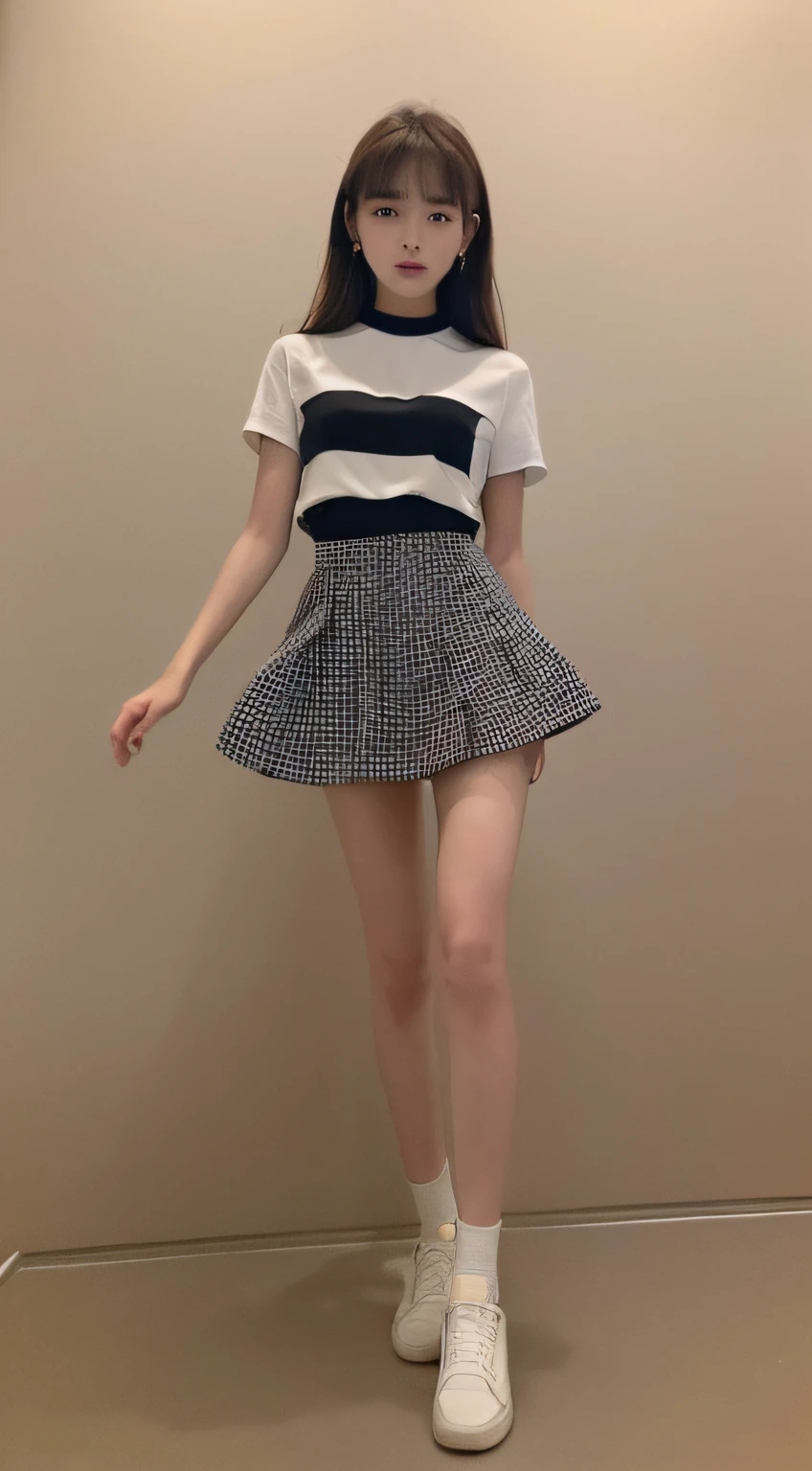 ((top-quality、8K、masterpiece:1.3))、1girl in、skirt by the:1.1、Legs only、Thin leg、Standing、beauty legs