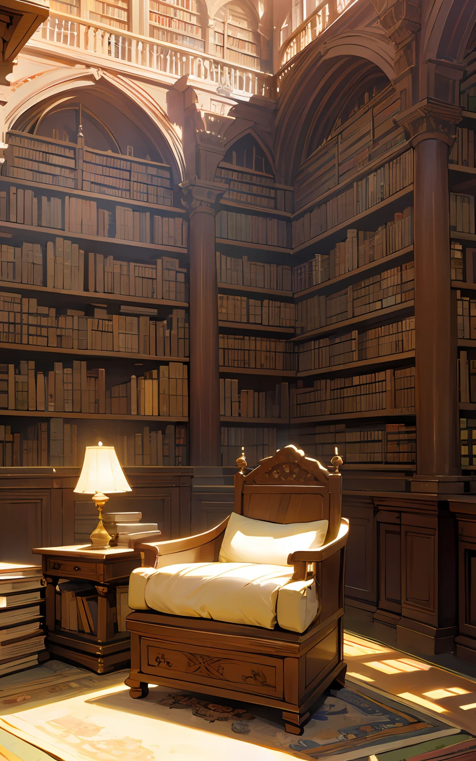 top-quality、hight resolution、detaileds, Desert People、Fantasy worldview、(Magnificent wooden library)、