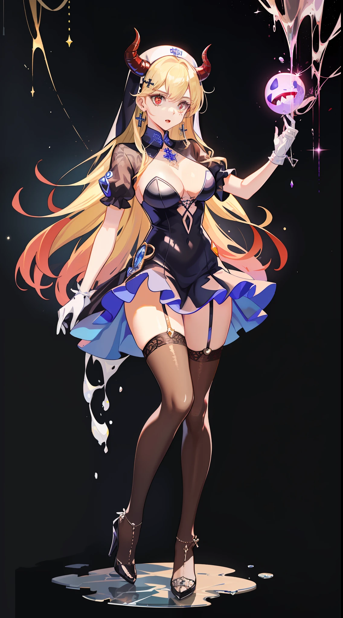 1girll,blond hairbl,a skirt,Beautifully dressed,Raised sexy,stocklings,Venom clothes,drools,Be red in the face,possess,Gorgeous high heels,standing on your feet,devils,Out-of-body experiences,Evil Wand, ellegance, curvy build, middlebreast, Medium-long messy hair, (long whitr hair), Bangs trimmed, Rich expressions, Translucent skirt,standing on your feet,luxury clothes,Stereo light,teardrop,high-heels,standing on your feet,(Mastpeake suffered,venomize,Demon control,mental control,The demon controls the nun,Girls help,SOS,Demon brains,Evil spirits possessed,Evil wand to yourself,laughingly,Devil's Eye,cartoon character, a mature female, , ellegance, curvy build, middlebreast, Medium-long messy hair, (long whitr hair), Bangs trimmed, Rich expressions, Translucent skirt, applique, ,high detail illustration,line-art,Space art,frilld, 电影灯光:1.1, Set, , high heels boots, Lace trim, to contrast, extremely higly detailed, iintricate, (the detail:1.2), Clothing style, Clothing prints, (Spare clothing:1.1), full bodyesbian, (Transparent background:1.2), Floating particles, pop-art, art-deco,Regal,nurses,luxury clothes,blond hairbl,Raised sexy,drools,Sable hair,breast rubbing,Venom skin,Blood,Uncomfortable,high-heels,White liquid,Out-of-body experiences,symbiote,Pretty beauty,long whitr hair,Chest against the wall,Exquisitely,crystal,Black heels,white clothes,Cross leg ring,The garments of the cross,Flowing white liquid,lewd nun,vests,obi strip,Collar,锁链,Demon tail,hair pin,liveroom,jewelry,cross earrings,Devil's anklet,Black gold,Ghost control,Raised sexy,cleanness,Simetall,drools,breast rubbing,blond hairbl,red - eyed,see-through gloves,Demon King,Uncomfortable,Be red in the face,teardrop,high-heels,White liquid,crosses,Pedras preciosas,Pattern,purpleish color,bunnygirl,Beautuful Women,Purple Rabbit,liveroom,Pink high heels,Brown hair,black lence stockings,Venom skin stockings,curlies,lipsticks,drools,The clothes ar,Ribbons,White liquid,teardrop