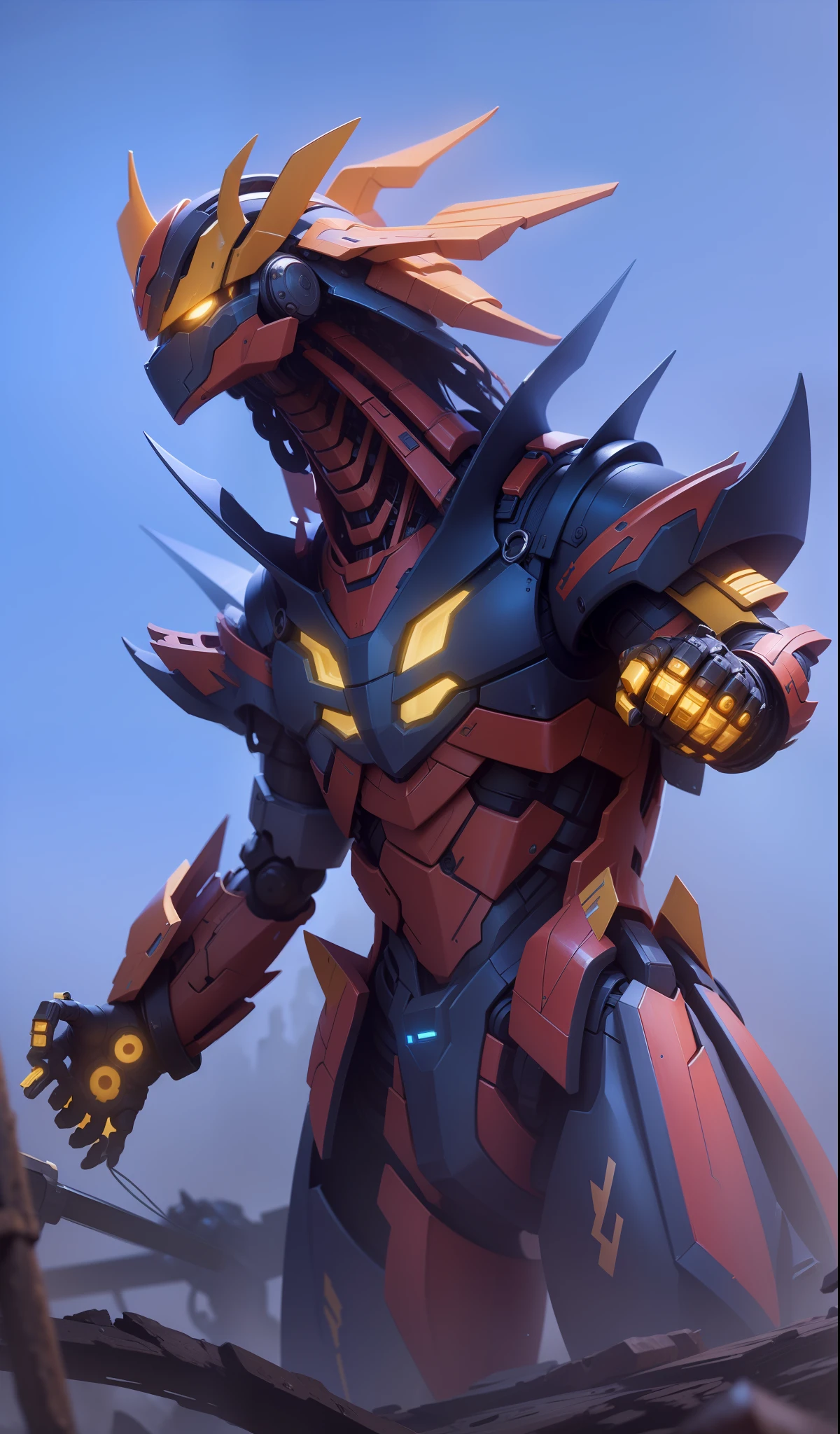 Hyper-detailing，A high resolution，Hyper-detailing，best qualtiy，astounding，top Quority，the Extremely Detailed CG Unity 8K Wallpapers，cinmatic lighting，Cool mech style，Bright metal，Transformers style