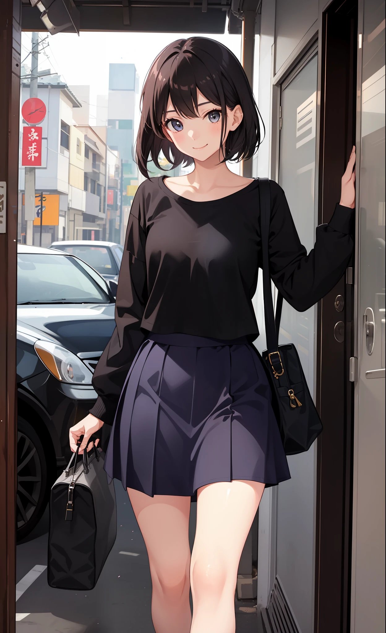 1girl in、a smile、The shirt、skirt by the、(small tits)Chilarism、movement、A delightful、Genki Hatsuratsu、