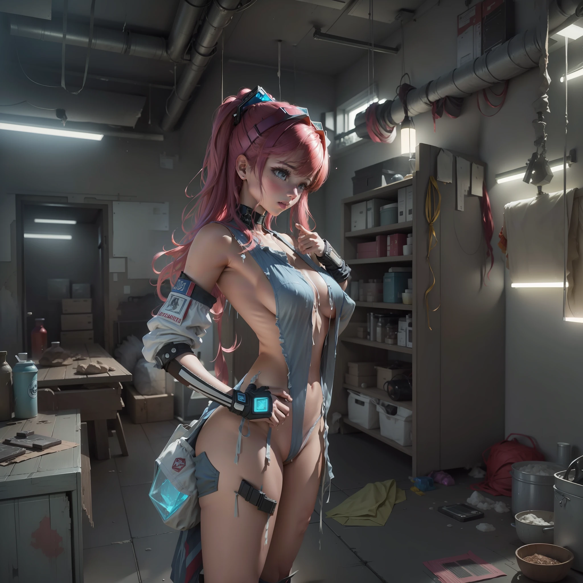 ((mejor calidad)), ((obra maestra)), (muy detallado:1.3), ..3d, hermoso (cyberpunk:1.3) Asuka Langley, ((Asuka Langley Shikinami)), ((Traje oscuro trasnparent)) ((perfecto)) vida real, Una chica, cabin, Humano, Grande, ombligo, desnudez, (Obra maestra, highest qualityr), Rayo lateral, , hermosos ojos detallados, cadena de esclavos, collar de esclavo, trasero perfecto, pechos mojados, Ropa de esclavo, con los ojos muy abiertos, lengua de salida,-Lengua, loco, boca abierta, ahe-cara, rough breathing, sonrojarse, sudar, Ropa de esclavo, cabello multicolor, Dumpling pelo, cuerpo completo, Ropa reveladora, ((Dentro de un laboratorio con tanques transparentes con agua)), HDR (High Dymanic Range), Trazado de rayos, NVIDIA RTX, Super resolution, Irreal 5, Sub-Surface Scatterring, Texturas PBR, postprocesamiento, Anisotropic filtering, profundidad de campo, maximum sharpness and sharpness, Texturas multicapa, Mapeo de albedo y especular, sombreado de superficie, Accurate simulation of light-material interactions, proporciones perfectas, octane representation, duotone lighting, ISO bajo, balance de blancos, regla de tercios, apertura amplia, 8K RAW, high-efficiency subpixels, sub-pixel convolution, glow particles,