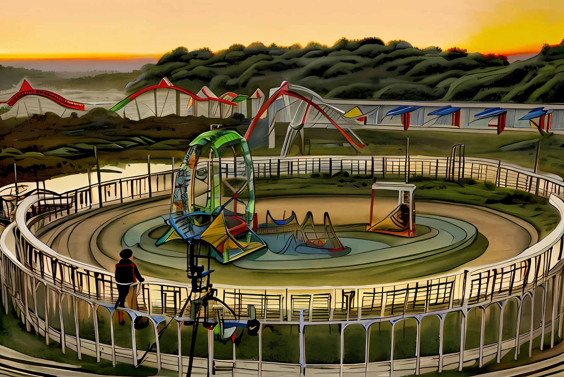 terroral，Scenes，setting sun，An amusement park