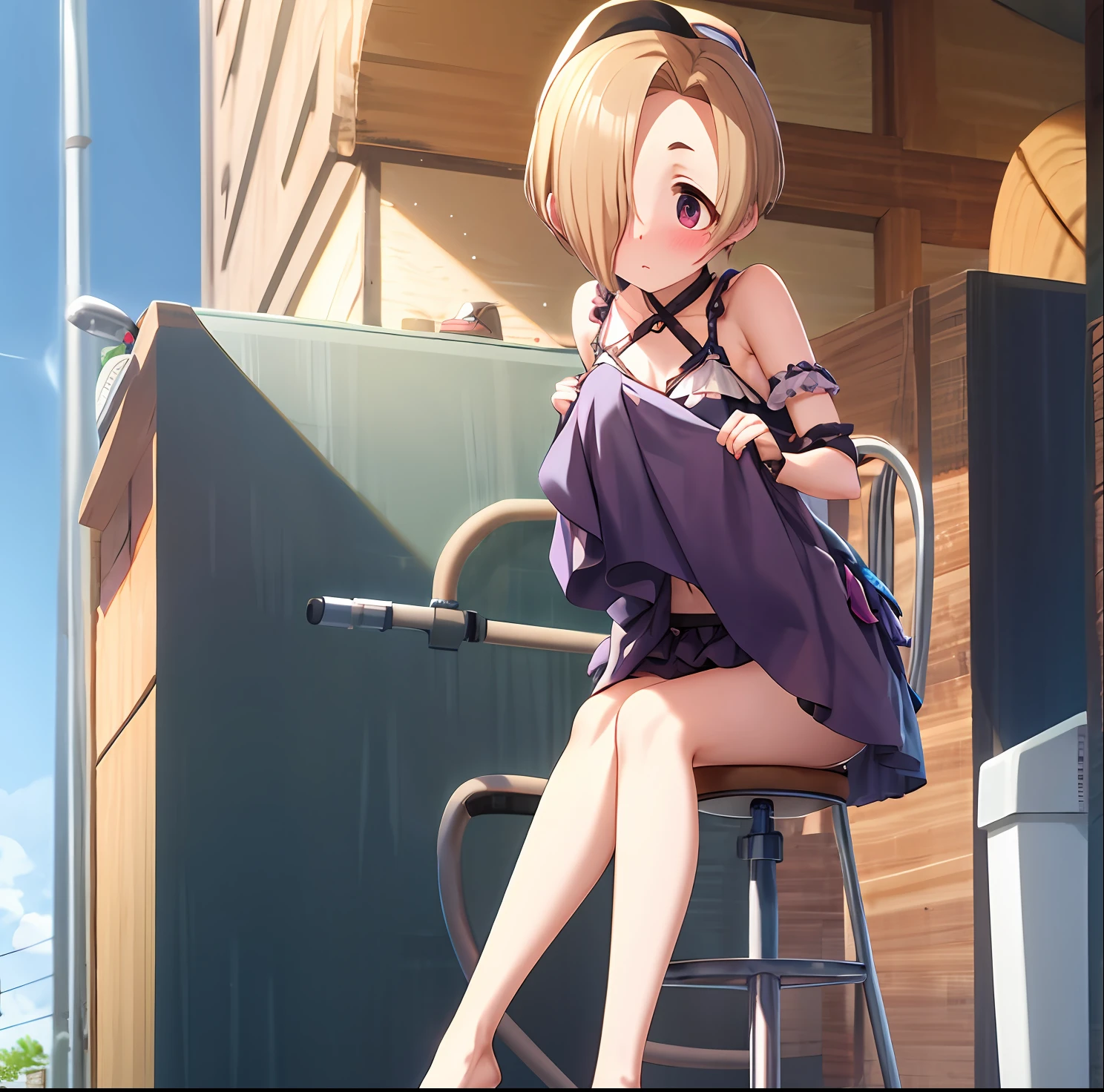 Shirasaka Koume, solo, blush, bikini, best quality, masterpiece, best details