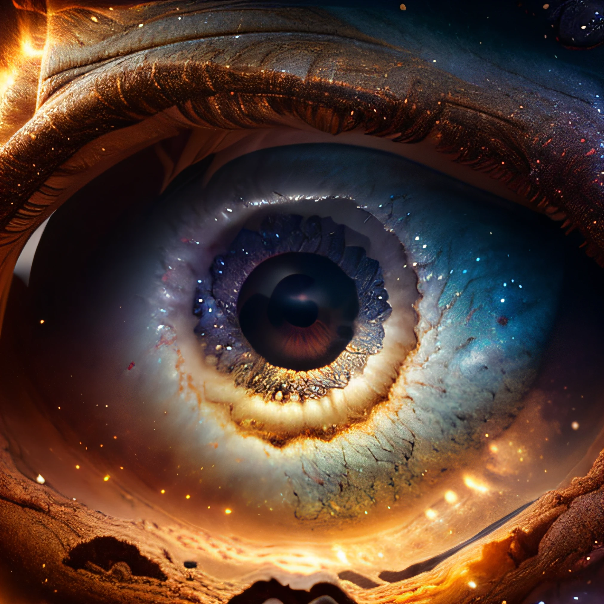 masterpiece, sharp, ultra detailed, 8k,an eyes made by milky way, the midle of the eye is a black hole,( human eye shape),  ((soft dimmed light)), angle view, best quality,  dimmed, (high detailed background:1.2),8k uhd, dslr, soft lighting, high quality, film grain, Fujifilm XT3, intricate detail,