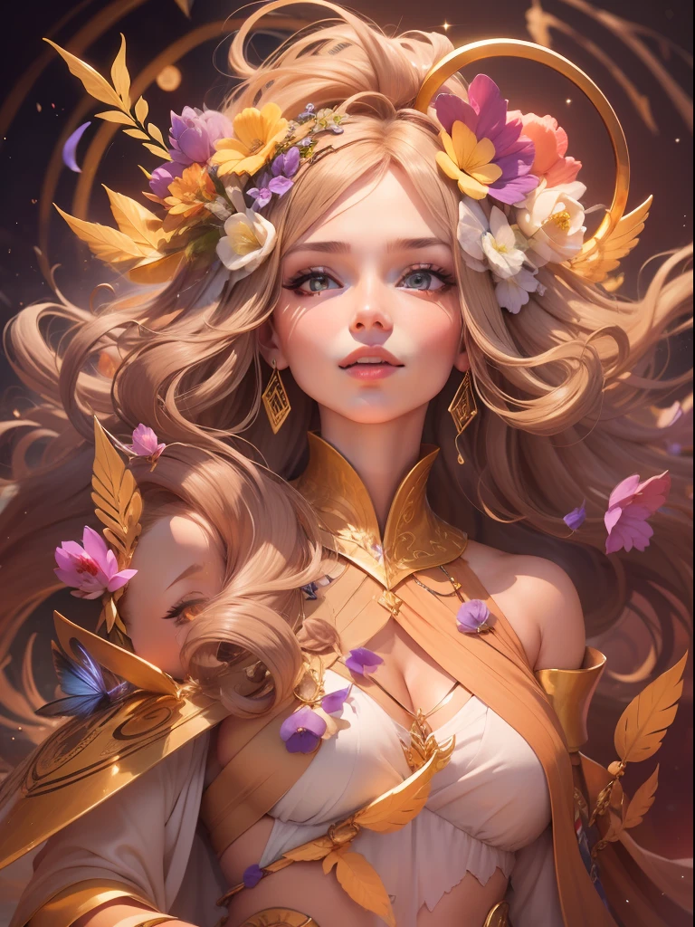 [--Nymph of our dreams is revealed--hair that dances in the wind like strands of gold --eyes bright as twinkling stars --skin as soft and radiant as moonlight --golden proportion guides every stroke --every curve --every detail --charming face of this nymph --presents overflowing harmony --symmetry --irresistible --work of art --captivating smile --nymph --illuminates everything around her --slightly curved lips --whisper ancestral secrets that arouse curiosity and delight the hearts of all who behold--Details --Proportions --Golden Ratio --Divine Pattern --Transcends --The eyes of this nymph are true windows to the soul --Transmitting a profound wisdom --Serenity --Universal harmony --Divine balance --Attractive nymph --Celebration of beauty --Art --Mathematics --Mysteries of creation --Aesthetic perfection]As a graphic illustration is an expression of the characteristics of graphic design and illustration in a workpiece. Combina elementos visuais, como cores, Linhas, Formas, Forms, and layout of texts with fine art