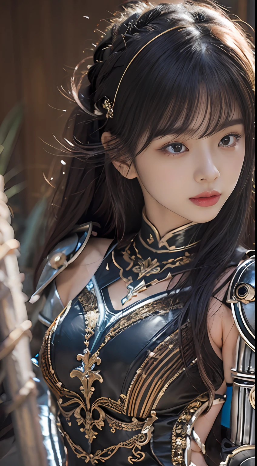 （8K，Best picture quality：1.2），（tmasterpiece：1.37），（photore，realisticlying：1.37），（超高分辨率）， [Chinese|Russian|Japanese|Korean]，A half body，Walking posture，Shooting from front，Slow motion，Female paladins dressed in full body，（Light silver armor：1.2），（Ornately decorated armor），（insanely details，blooms：1.5），（simulating：1.2），（High- sharpness），（detailedpupils：1.1），detailed faces and eyes， tmasterpiece， best qualtiy， （Highly detailed photo：1.1）， （longblackhair，pony tails，???????：1.1）， （Young woman：1.1）， Sharp， （perfect bodies：1.1）， realisticlying， Real Shadow， 3D， （a temple background：1.2）， Cross your arms over your chest
photograph：Canan EOS R6， 135mm， 1/1250s， f/2.8， ISO 400