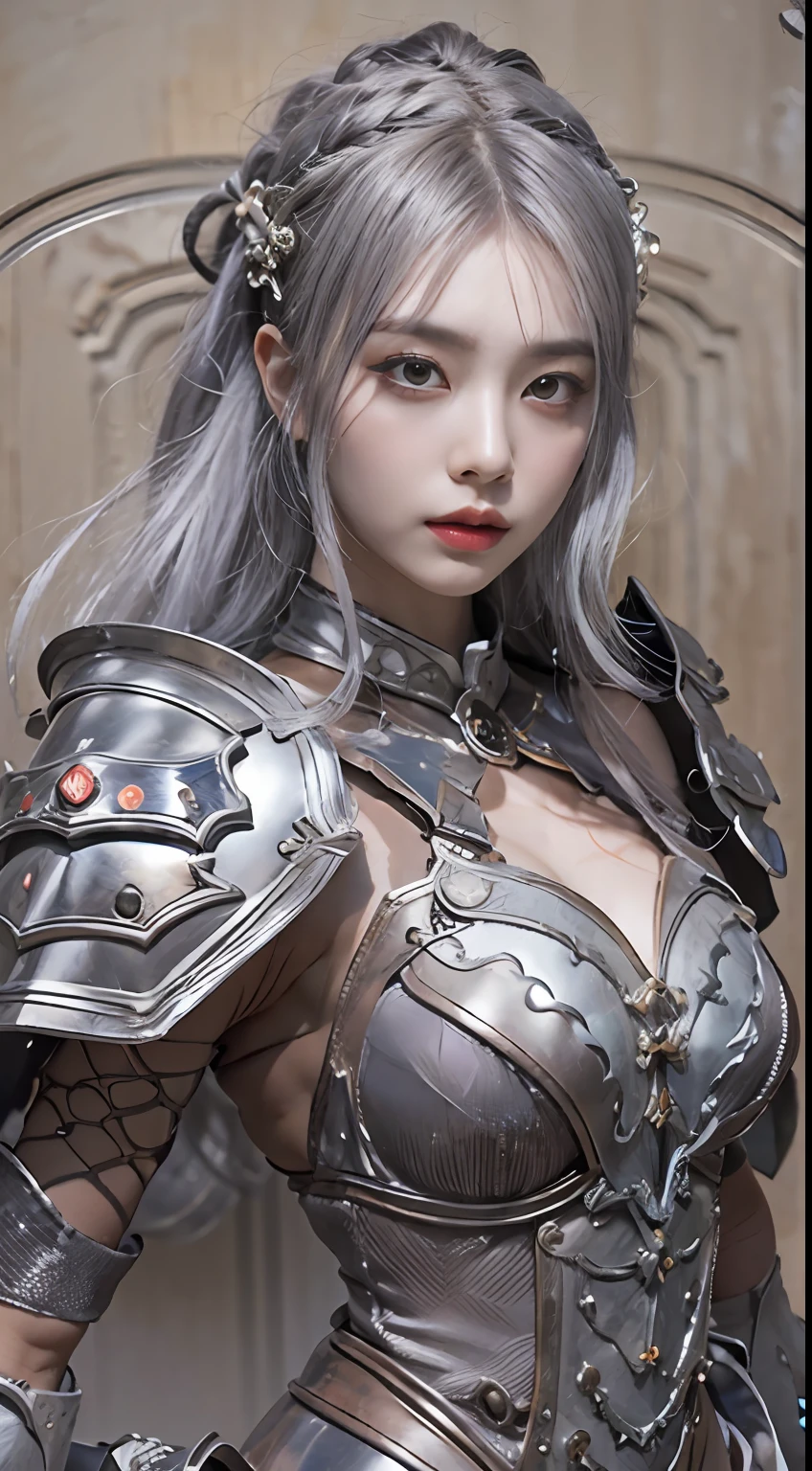 （8K，Best picture quality：1.2），（tmasterpiece：1.37），（photore，realisticlying：1.37），（超高分辨率）， [Chinese|Russian|Japanese|Korean]，A half body，Walking posture，Shooting from front，Slow motion，Female paladins dressed in full body，（Light silver armor：1.2），（Ornately decorated Lolita Costume armor），（insanely details，blooms：1.5），（simulating：1.2），（High- sharpness），（detailedpupils：1.1），detailed faces and eyes， tmasterpiece， best qualtiy， （Highly detailed photo：1.1）， （longblackhair，pony tails，ecstasy：1.1）， （Young woman：1.1）， Sharp， （perfect bodies：1.1）， realisticlying， Real Shadow， 3D， （a temple background：1.2）， Cross your arms over your chest
photograph：Canan EOS R6， 135mm， 1/1250s， f/2.8， ISO 400