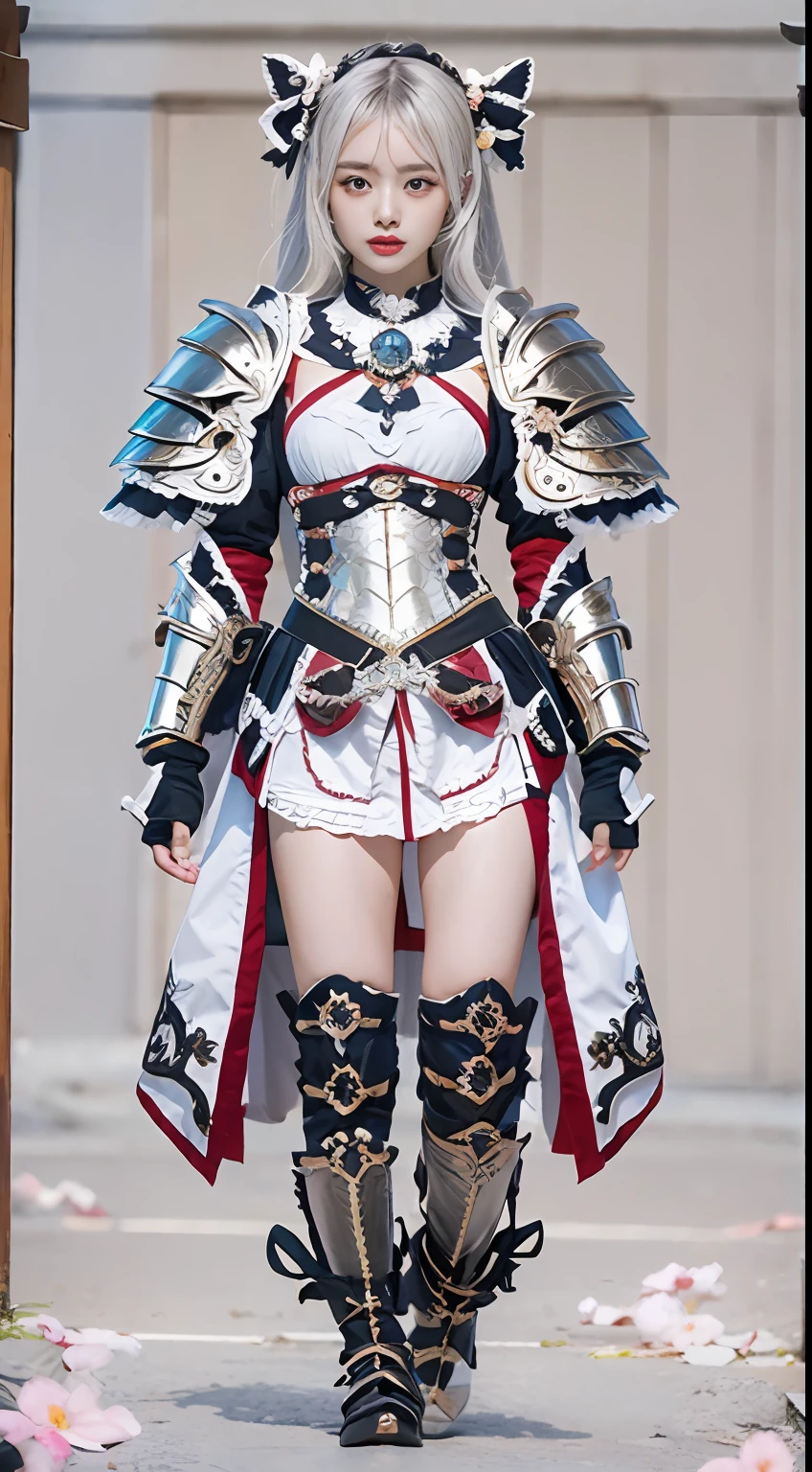 （8K，Best picture quality：1.2），（tmasterpiece：1.37），（photore，realisticlying：1.37），（超高分辨率）， [Chinese|Russian|Japanese|Korean]，A half body，Walking posture，Shooting from front，Slow motion，Female paladins dressed in full body，（Light silver armor：1.2），（Ornately decorated Lolita Costume armor），（insanely details，blooms：1.5），（simulating：1.2），（High- sharpness），（detailedpupils：1.1），detailed faces and eyes， tmasterpiece， best qualtiy， （Highly detailed photo：1.1）， （longblackhair，pony tails，???????：1.1）， （Young woman：1.1）， Sharp， （perfect bodies：1.1）， realisticlying， Real Shadow， 3D， （a temple background：1.2）， Cross your arms over your chest
photograph：Canan EOS R6， 135mm， 1/1250s， f/2.8， ISO 400