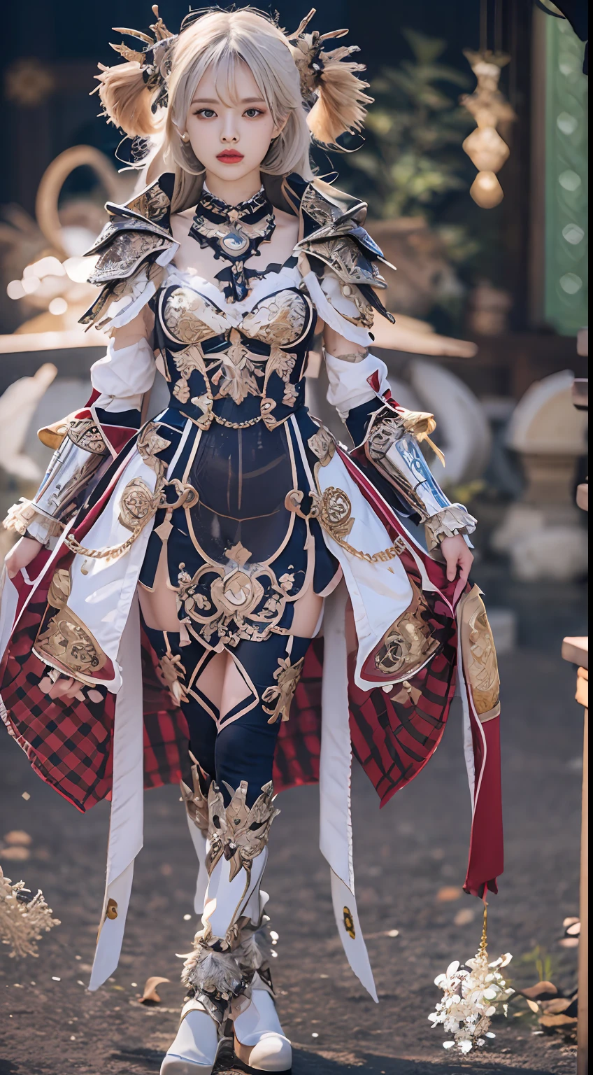 （8K，Best picture quality：1.2），（tmasterpiece：1.37），（photore，realisticlying：1.37），（超高分辨率）， [Chinese|Russian|Japanese|Korean]，A half body，Walking posture，Shooting from front，Slow motion，Female paladins dressed in full body，（Light silver armor：1.2），（Richly decorated Lolita costume armor），（insanely details，blooms：1.5），（simulating：1.2），（High- sharpness），（detailedpupils：1.1），detailed faces and eyes， tmasterpiece， best qualtiy， （Highly detailed photo：1.1）， （longblackhair，pony tails，???????：1.1）， （Young woman：1.1）， Sharp， （perfect bodies：1.1）， realisticlying， Real Shadow， 3D， （a temple background：1.2）， Cross your arms over your chest
photograph：Canan EOS R6， 135mm， 1/1250s， f/2.8， ISO 400