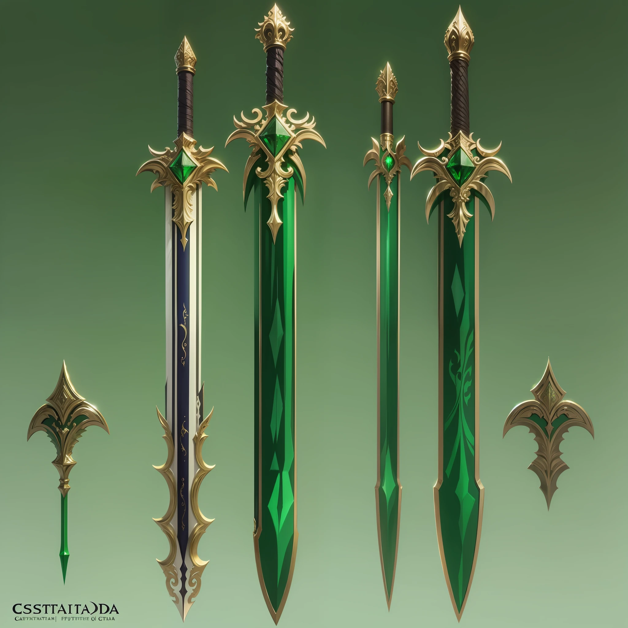 espada verde e dourada, castlevania, espada flutuante, detalhes em dourado, green blade