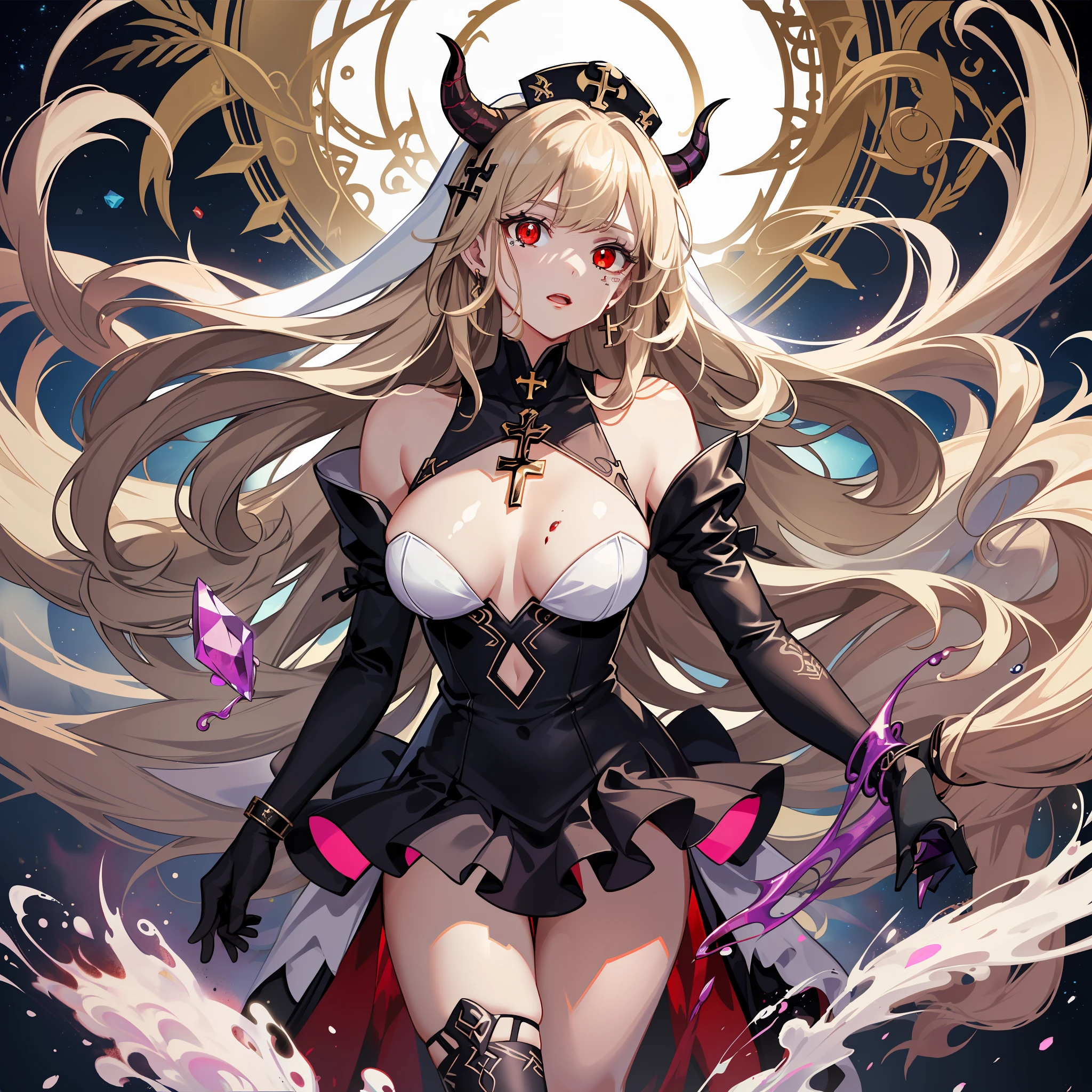 1girll,blond hairbl,a skirt,Beautifully dressed,Raised sexy,stocklings,Venom clothes,drools,Be red in the face,possess,Gorgeous high heels,standing on your feet,devils,Out-of-body experiences,Evil Wand, ellegance, curvy build, middlebreast, Medium-long messy hair, (long whitr hair), Bangs trimmed, Rich expressions, Translucent skirt,standing on your feet,Luxury clothing,Stereo light,teardrop,high-heels,standing on your feet,(Mastpeake suffered,venomize,Demon control,mental control,The demon controls the nun,Girls help,SOS,Demon brains,Evil spirits possessed,Evil wand to yourself,laughingly,Devil's Eye,cartoon character, a mature female, , ellegance, curvy build, middlebreast, Medium-long messy hair, (long whitr hair), Bangs trimmed, Rich expressions, Translucent skirt, applique, ,high detail illustration,line-art,Space art,frilld, 电影灯光:1.1, Set, , high heels boots, Lace trim, to contrast, extremely higly detailed, iintricate, (the detail:1.2), Clothing style, Clothing prints, (Spare clothing:1.1), full bodyesbian, (Transparent background:1.2), Floating particles, pop-art, art-deco,Regal,nurses,Luxury clothing,blond hairbl,Raised sexy,drools,Sable hair,breast rubbing,Venom skin,Blood,Uncomfortable,high-heels,White liquid,Out-of-body experiences,Symbiote long hair,Exquisitely,crystal,Black heels,white clothes,Cross leg ring,The garments of the cross,Flowing white liquid,lewd nun,vests,obi strip,Collar,锁链,Demon tail,hair pin,liveroom,jewelry,cross earrings,Devil's anklet,Black gold,Ghost control,Raised sexy,cleanness,Simetall,drools,breast rubbing,blond hairbl,red - eyed,see-through gloves,Demon King,Be red in the face,teardrop,high-heels,White liquid,crosses,Pedras preciosas,Pattern,purpleish color,,,,Brown hair,black lence stockings,leathers,curlies,lipsticks,drools,The clothes ar,Ribbons,White liquid,teardrop