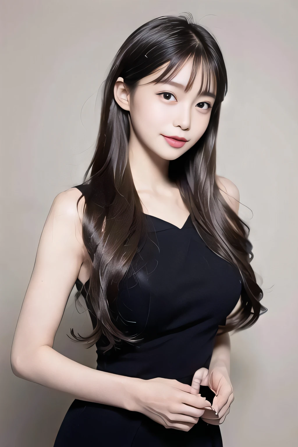 1girl,beautiful vintage color, instagram (photorealistic, high resolution:1.4), ((puffy eyes)), looking at viewer, , full body (8k, RAW photo, best quality, masterpiece:1.2), (realistic, photo-realistic:1.37),(sharp focus:1.2), professional lighting, photon mapping, radiosity, physically-based rendering, (pale skin:1.2),(small breasts:1.2), looking at viewer, (middle hair:1.5), portrait, purple eyes, (sliver hair:1.1),bangs, (simple background:1.4), solo, upper body, realistic,(masterpiece:1.4),(best quality:1.4),(shiny skin),fashi-girl,makeup,smile(skinny,closed mouth,shy :1.3) ,(standing,black Stewardess uniform,Necromancer:1.1),medium bust,sexy pose ,