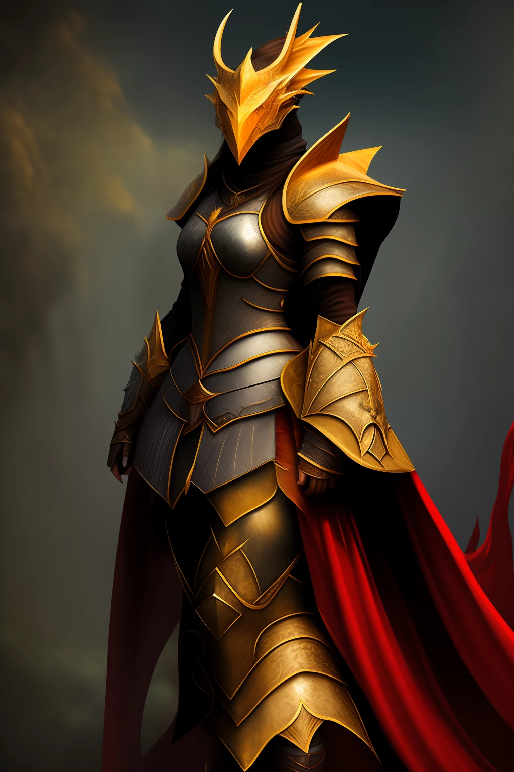 Woman in closed dragon armor