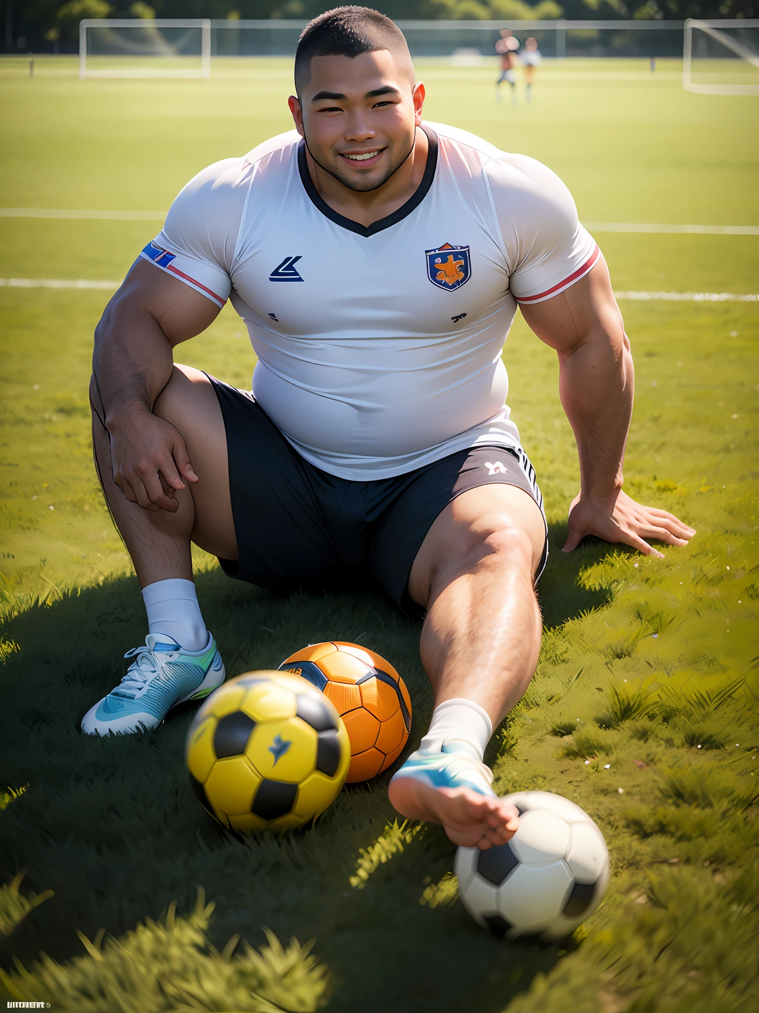 soccer court,play soccer,Korean men,chineseidol,red tank top,ssmile,Asian muscular chubby man,Fat,Strong,Jayrent,skinhead,Feet,soccer ball,Sports ,full bodyesbian,Sunny,grassy fields,big feet,whitestocking,perspired