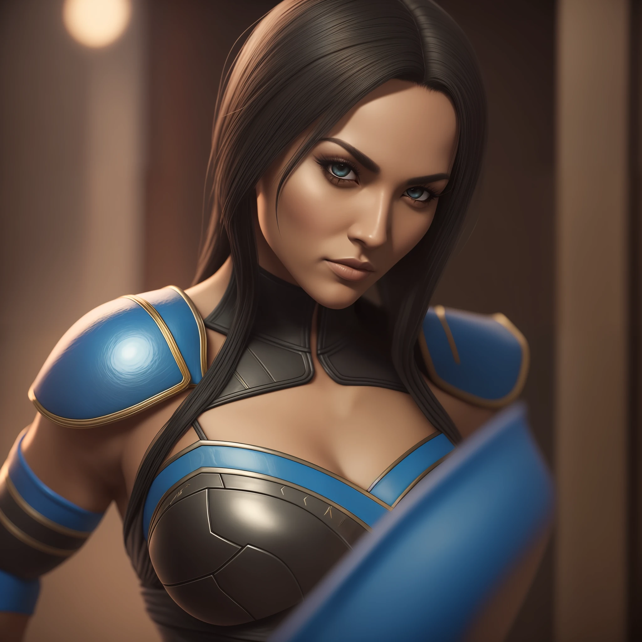 mkkitana, Kitana, cinematic, hyperrealistic, photo, skin detailed, hdr, cinematography, Mortal Kombat