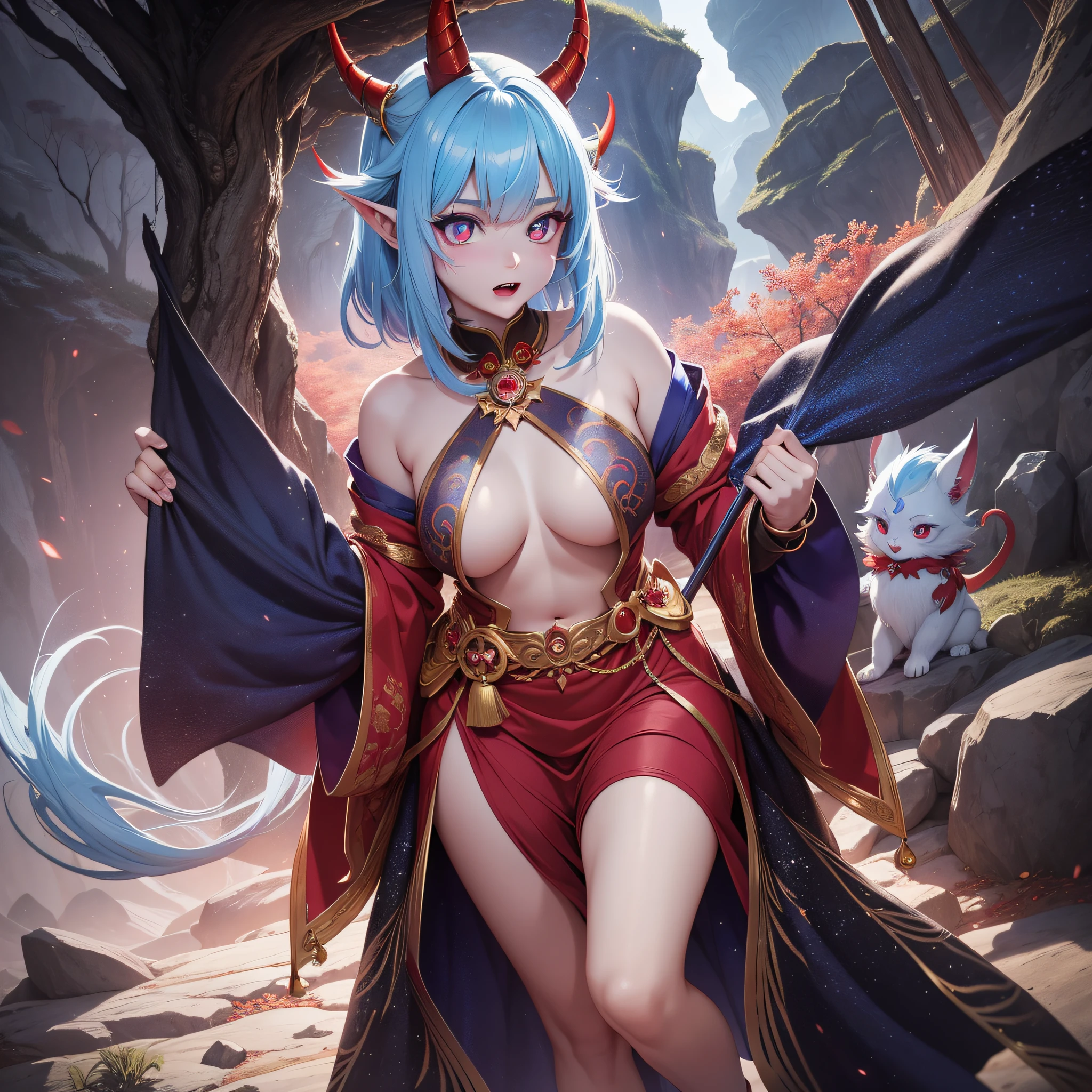 femele a beauty girl Mystical Fictional creatures chimera Dynamism
I have a gold rod
The skin color is red all over the body
Large figure
Horns and fangs
Skin tones such as red and blue
Three-eyed or multi-eyed
Fearful personality
Lives in mountains and caves
Can have magical powers
Traditional yokai of Japan
Folklore
Appeared in folk tales and tales