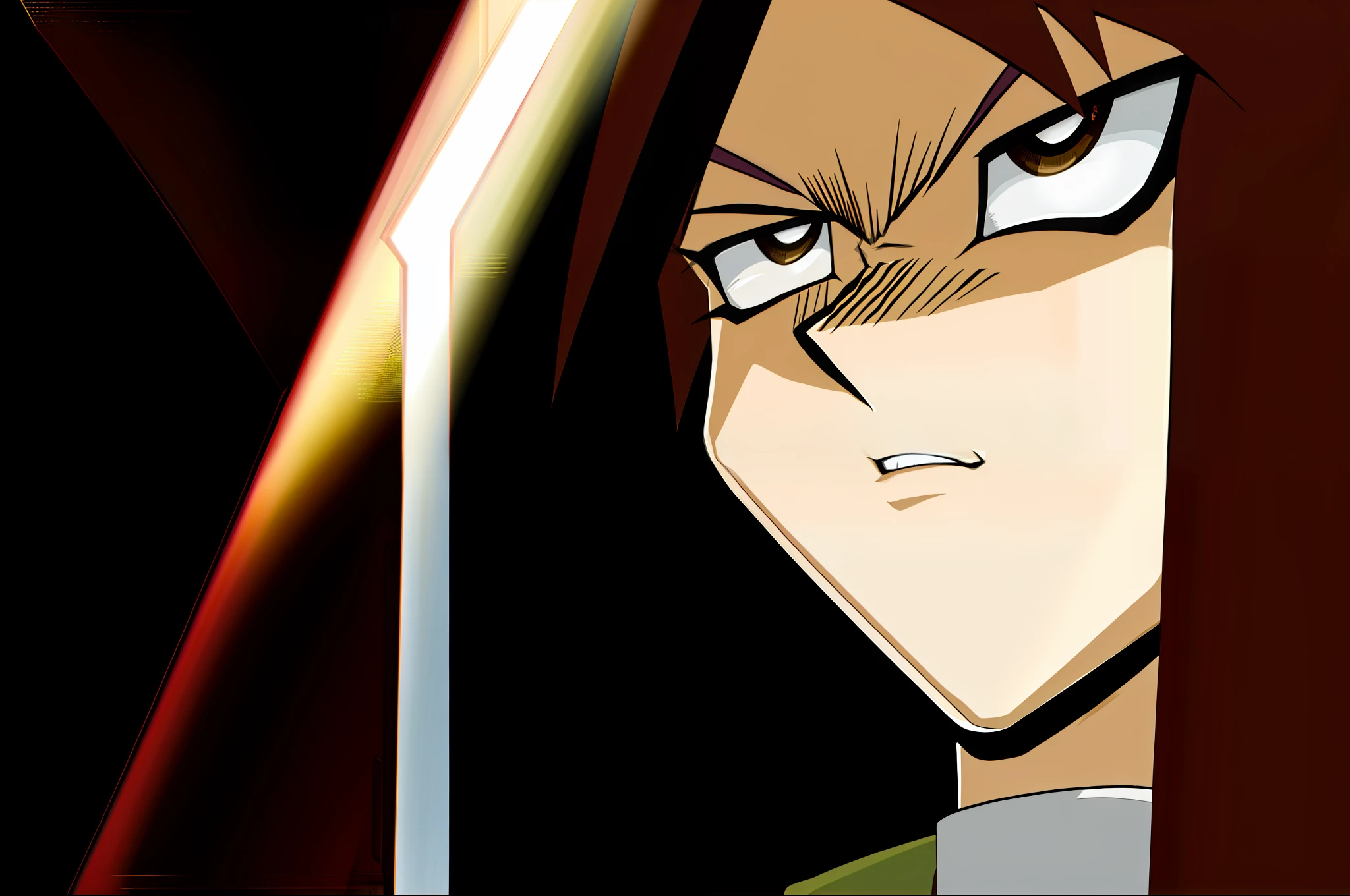 Son goku, (masterpiece, best quality), TakahiroKagami, 1boy, white hair, bushy hair, sharp eyes, brown eyes, black jacket, serious
