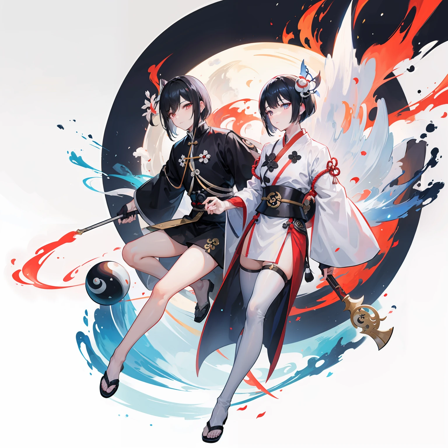 The five elements of yin and yang,Yin Yang Dao,Onmyoji,geomancy,Black Haired Man 4k Artwork, short-haired,