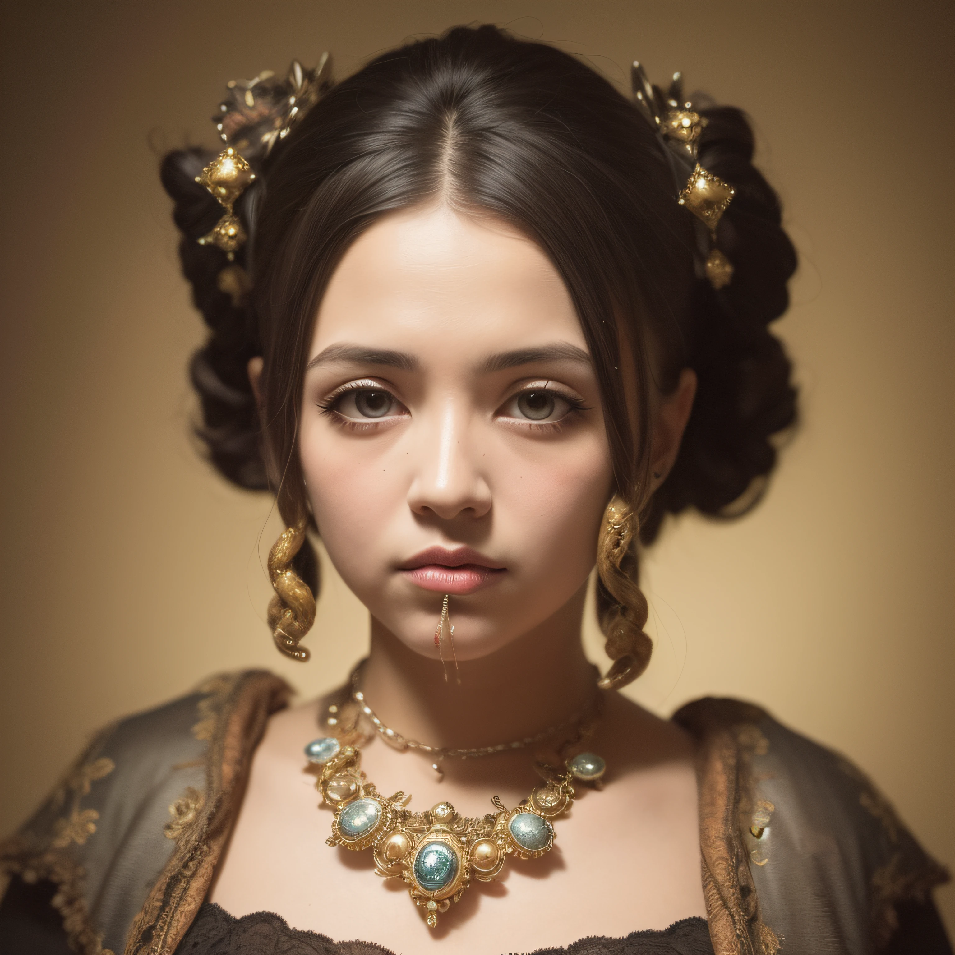 (extremadamente detallado, obra maestra, La mejor calidad), Estilo oscuro, intense illumination, rostro con arrugas, lengua larga, tentacle, pinzas cangrejo, deforme, monstruoso, un anciano con Colmillos finos, amenazante. mujer punk. Rococo composition. Luz de caravaggio