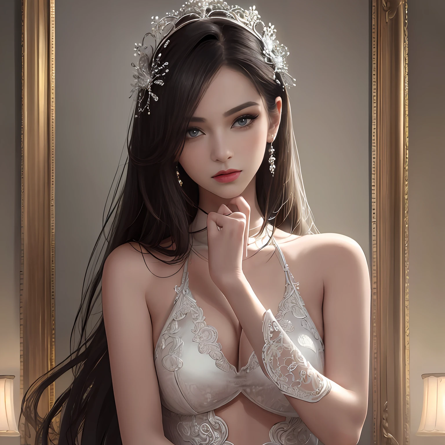 nsfw:1.5, masterpiece, best quality, high quality, high definition, high quality texture, high quality shadow, high detail, beautiful detail, finely detailed, extremely detailed cg, detailed texture, a realistic rendering of the face, realistic ,colorful, delicate, cinematic light, side lit, lens flare, ray tracing, sharp focus, (1 girl, __focus__: 1.3), (intricate details, makeup, PureErosFace_V1: 0.5), (beautiful detailed face and delicate, beautiful and delicate detailed eyes, a perfect face proportion, highly detailed skin, detailed skin, the best ratio four fingers and a thumb, arms under the chest, medium large breasts, wide hips, smooth abdomen, skinny and slim, __fashion__ , __hair__: 1,3), __location__, no hands, solid background
