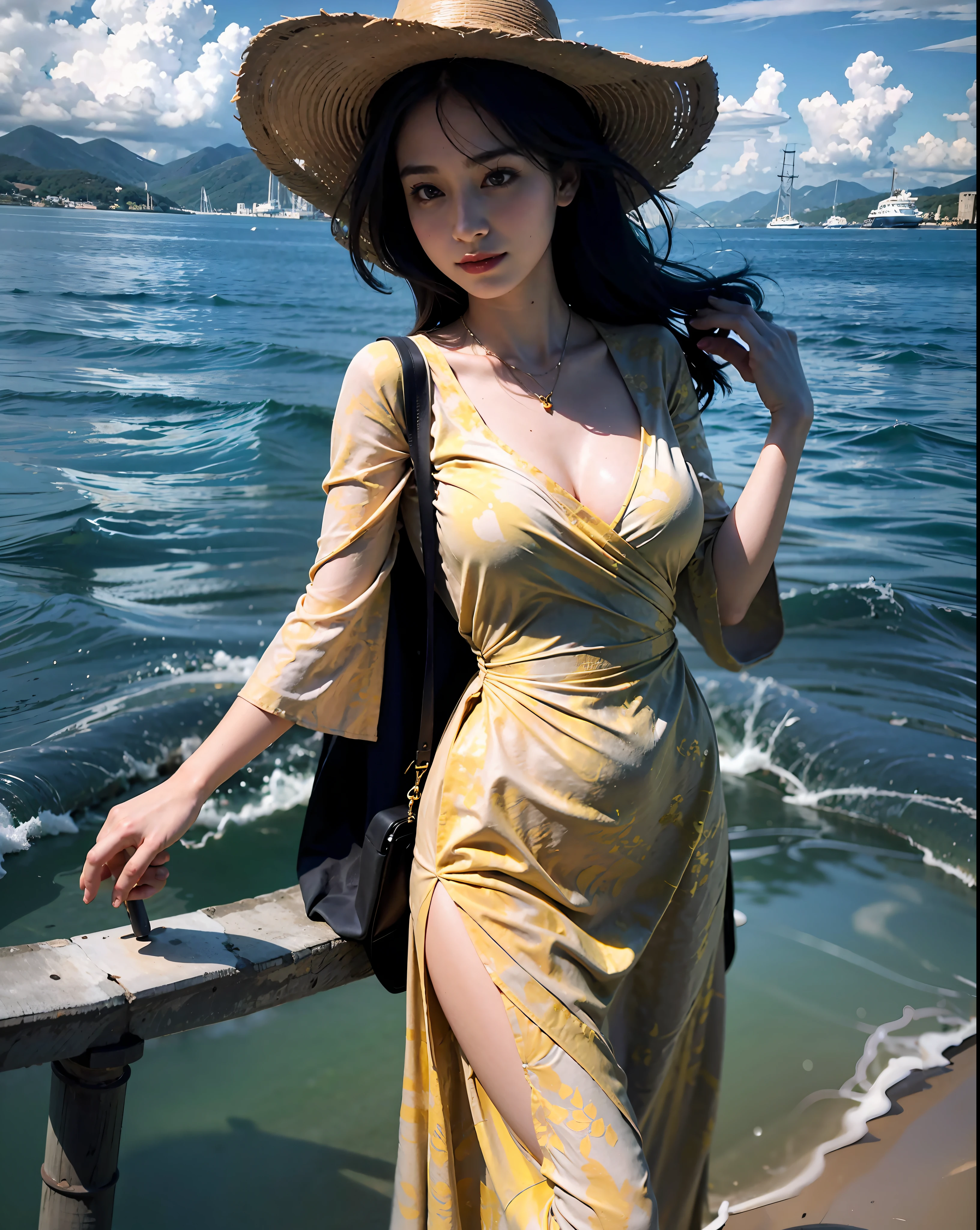 YellowLongDress,one-girl,best qualtiy,tmasterpiece,grand master,nedium breasts,overhead photography,
