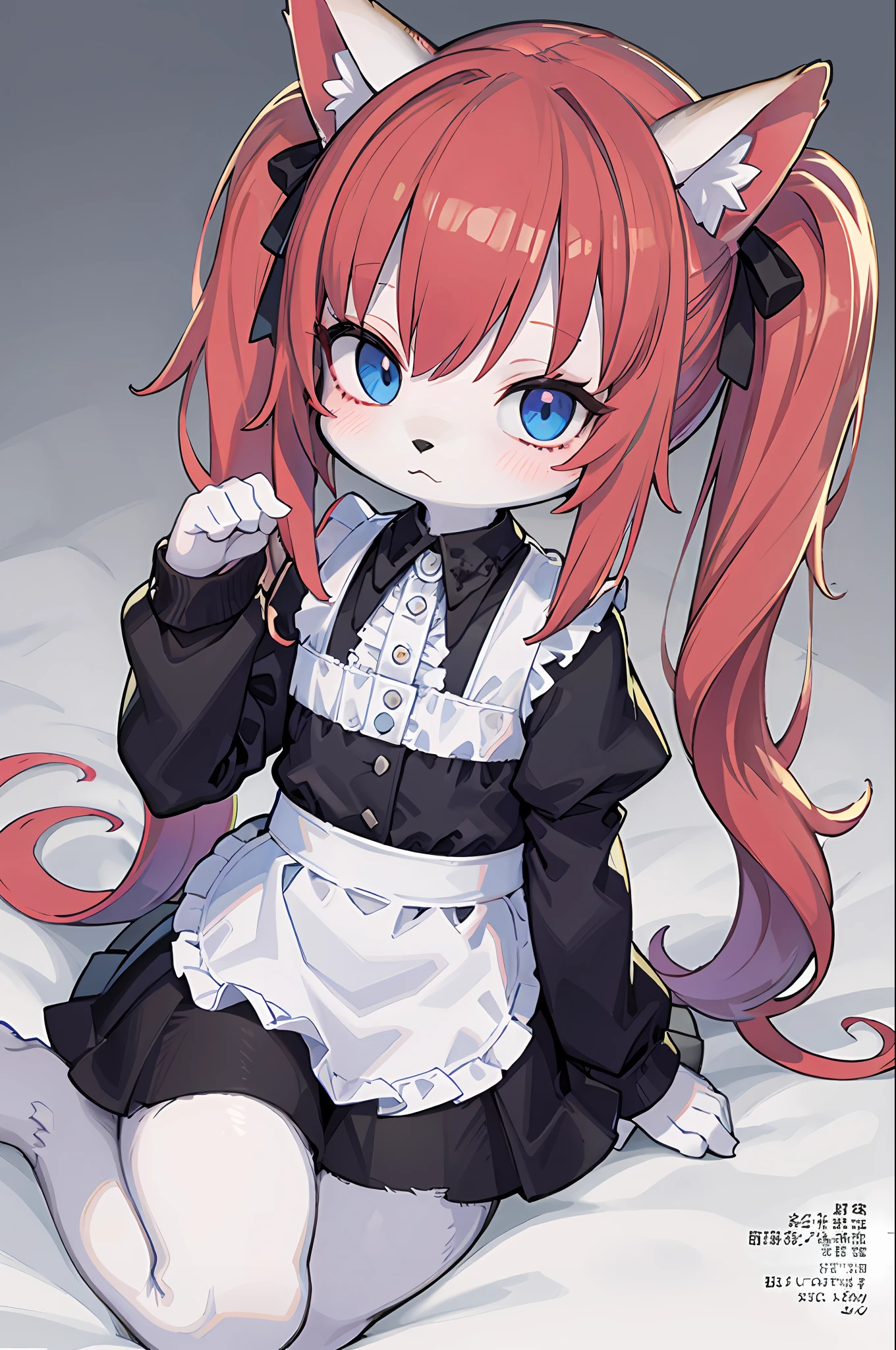 （（tmasterpiece，Best quality at best）），hairy pubic，Animal ears，coda，bodyfur，
（ultra - detailed）， （illustratio）， （超高分辨率）， （Exquisite illustrations）， （ultra - detailed）， Red hair,Blue eyes,double tails,maid, Long hair, Long sleeves, Gothic, Solo, ****,***********,{{Best quality}}, {{Masterpiece}}, {{Ultra-detailed}}, {illustration}, {Detailed light}, {An extremely delicate and beautiful}