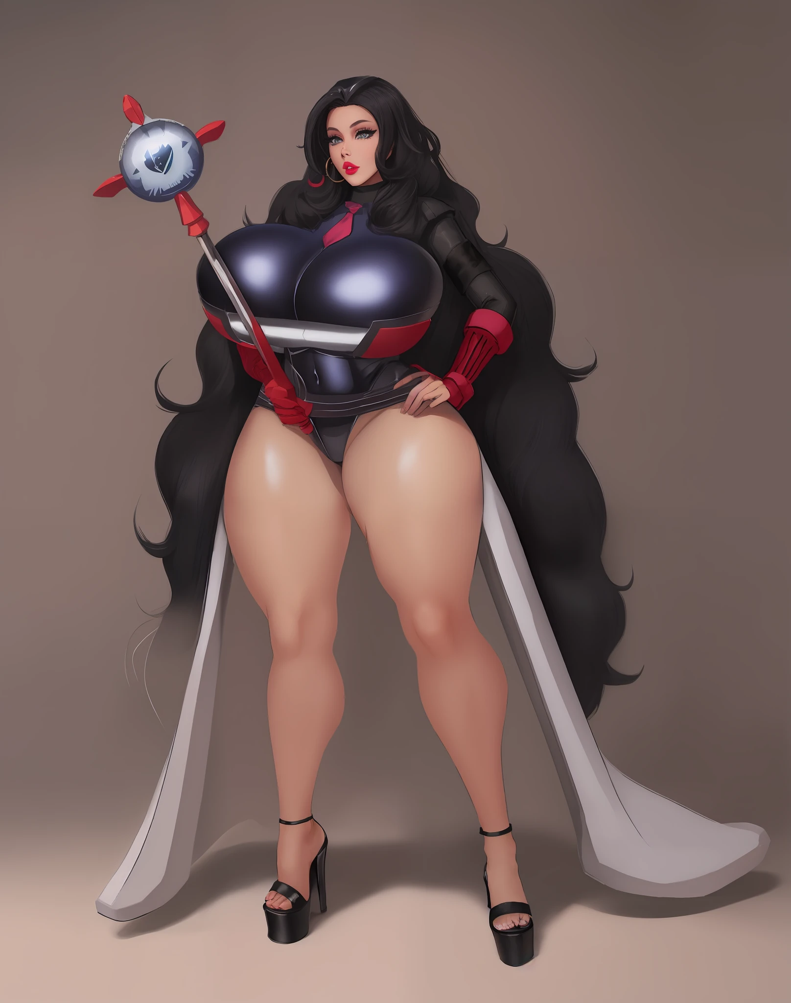 a cartoon of a woman dressed as a witch with a sword, mighty plump female sorceress, black - haired mage, dark sorceress full view, commission for high res, supervillain sorceress witch, succubus in tight short dress, dark sorceress fullbody pose, human :: sorceress, fullbody commission for, evil sorceress, dollsuit, insanely inflated hips, dollsuit, hyper detail, hyper detailed face, thicc, biomechanical oppai, oppai, thicc, oppai proportions, nsfw, platform heels, bimbo, (massive lips: 1.3) and (silicon lips:1.3), thick lips, dollsuit, highly detailed face, ((best quality)), ((masterpiece)), (detailed),nsfw, photorealistic, ultra high res, intricate, hyperdetailed, (skindentation), detailed body , (detailed face:1.1), (outlined iris), (hidrocor lenses), (perfect eyes), 4k, beautiful, :1.3, (massive breasts: 1.3) and (silicon lips:1.3), (thick lips:1.3), [symmetrical:0.8], detailed body , (detailed face:1.1), (hidrocor lenses), immensely inflated breasts, oppai, immensely inflated lips, dollsuit, shadaloo doll