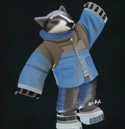 There is a cartoon character of a man with hat and sunglasses, avatar roblox, generic furry style, anthropomorphic racoon, personagem peludo, fortemente estilizado, lunar themed attire, Fursona usando roupas estilosas, furafinidade peluda, muito estilizado, gelado, Caractere estilizado, anthropomorphic cat ninja, VRCabord, 3D estilizado --auto