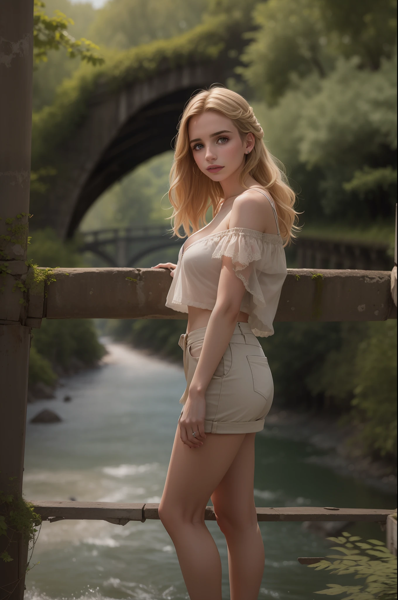 ((Emma Roberts stands on an old bridge over a river)),
((she has round breasts)),
(kleiner Kopf), ((detailliertes Gesicht)),
weiches filmisches Licht, ((((Kino-Look)))), (fotorealistisch), (Raytracing), (scharfer Fokus), ((natural realistic skin texture)),
detailliertes Gesicht, detaillierte Lippen, detaillierte Augen, doppeltes Augenlid