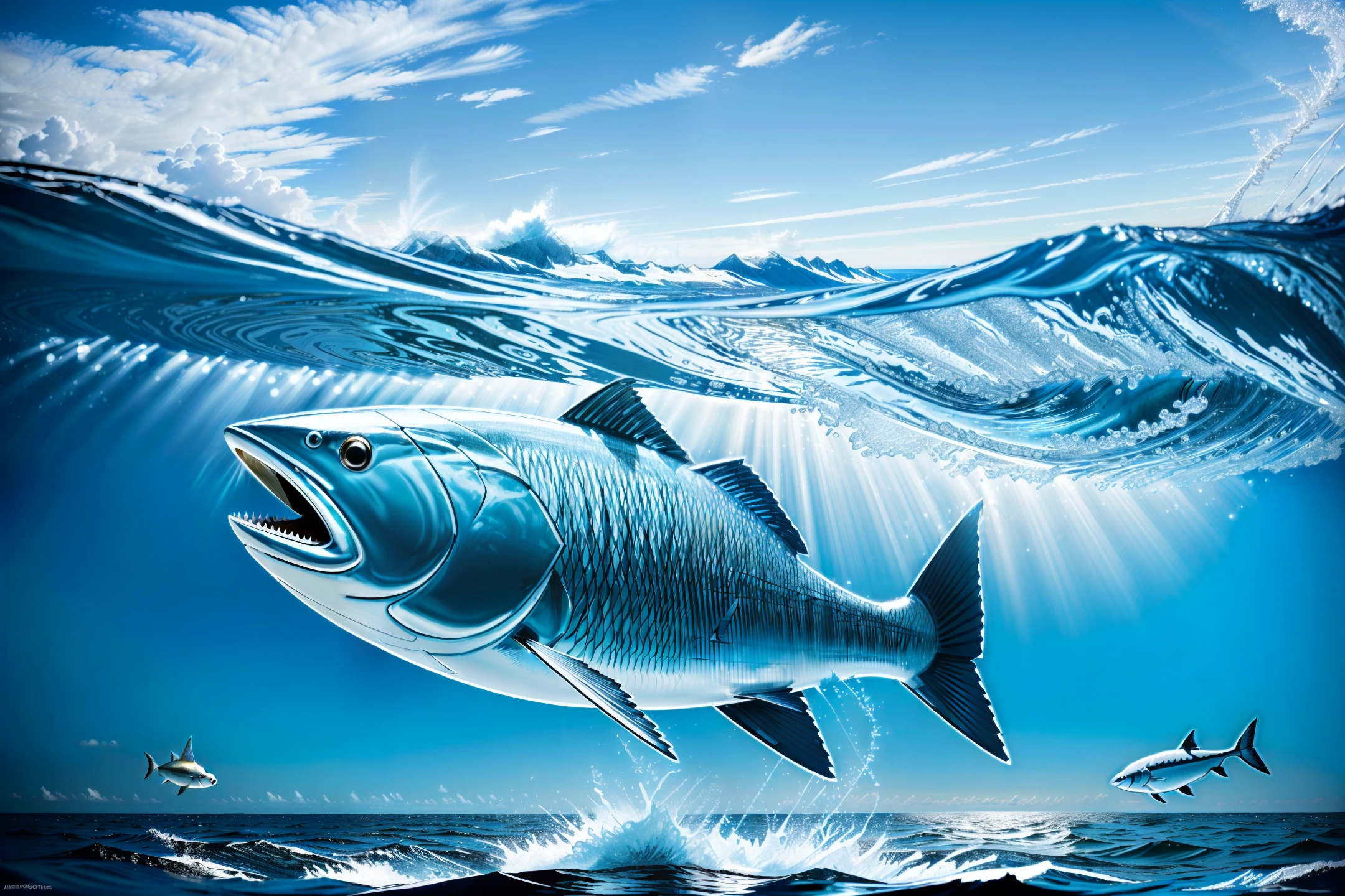 There is a big fish in the North Sea,It's huge,I don't know how long it is thousands of miles,Fantasy epic 8k HD wallpaper masterpiece
