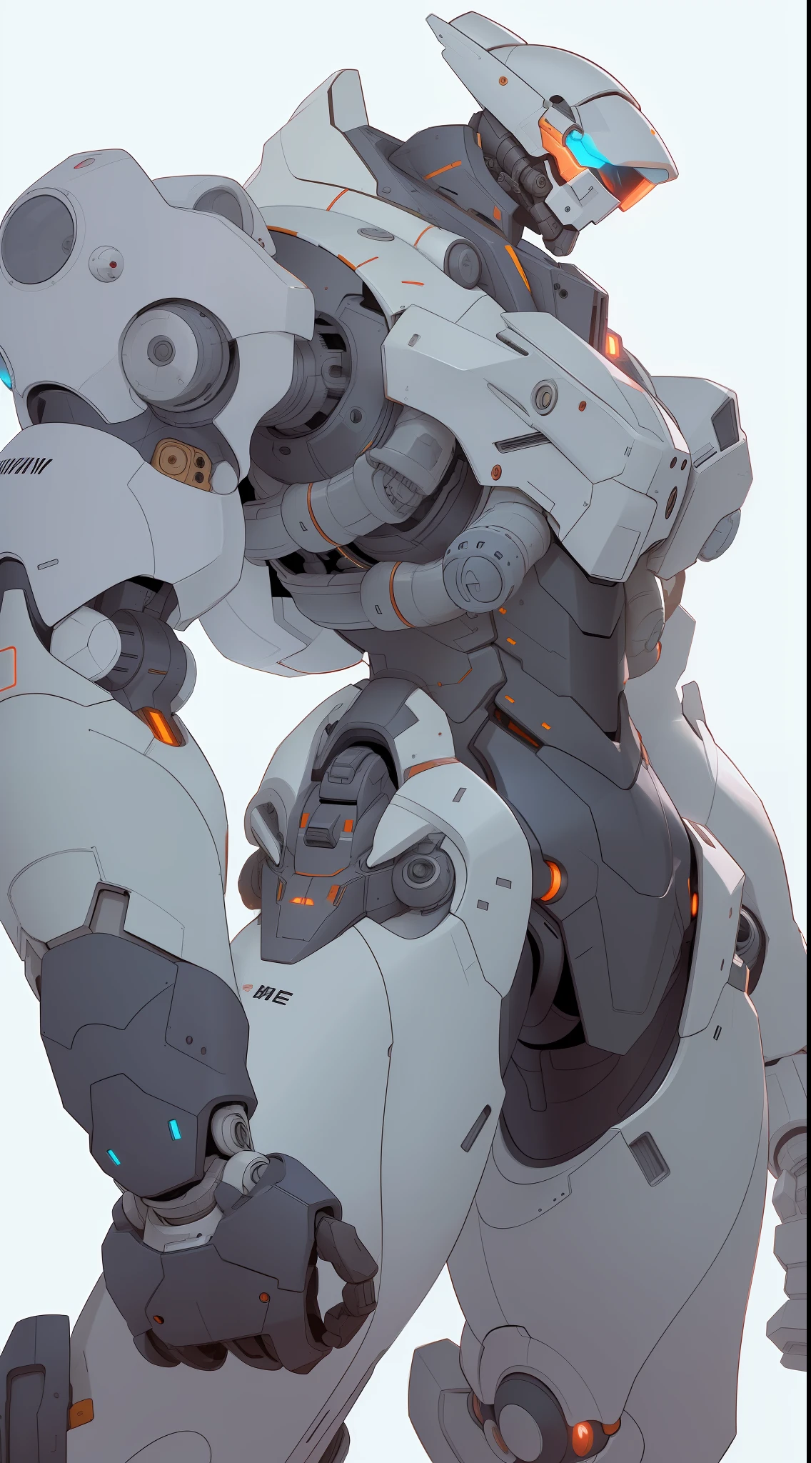 Sleek and minimalist mecha with smooth and flowing lines,front shot,full, shot,navy space suit in dark colors, The structure covered with metal armor plates resembles, glowing veins