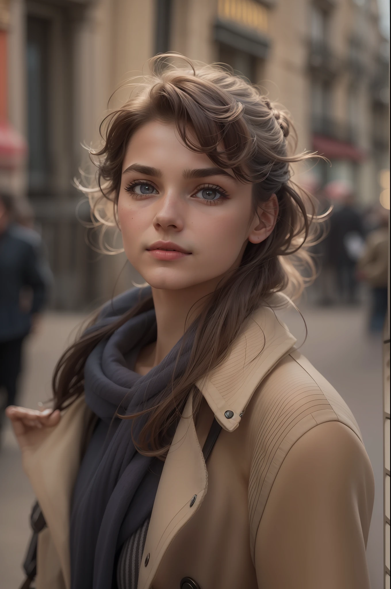 ((Andrey Tautou looks dreamy)), (she walks through a Parisian shopping street), ((she has small round breasts)), (kleiner Kopf), ((detailliertes Gesicht)), weiches filmisches Licht, ((((Kino-Look)))), (fotorealistisch), (Raytracing), (scharfer Fokus), ((natural realistic skin texture)), detailliertes Gesicht, detaillierte Lippen, detaillierte Augen, doppeltes Augenlid