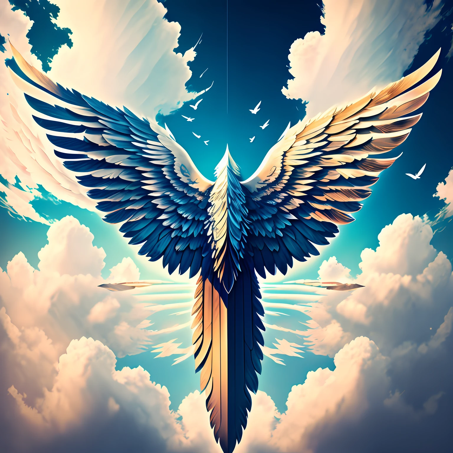 Wings of the Sky,with black background,metalictexture