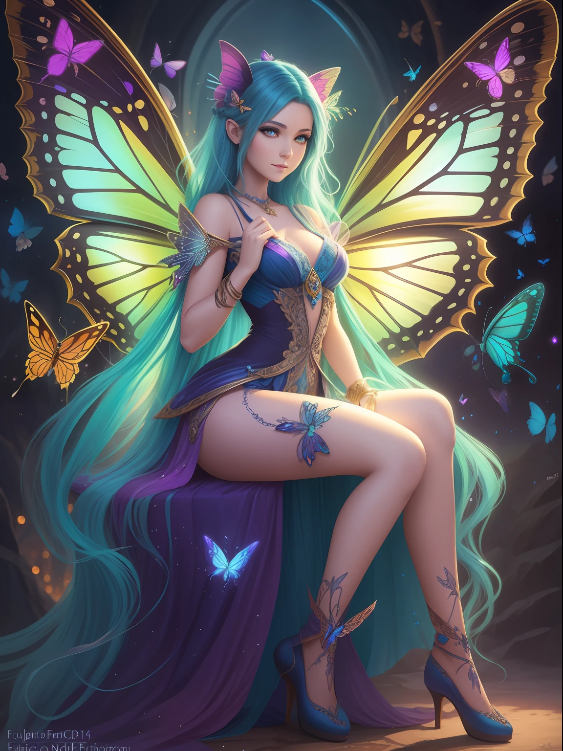 Full body portrait a fairy woman with blue hair and butterfly wings, fantasy art style, detailed fantasy digital art, fantasy art behance, digital fantasy art ), gorgeous digital art, beautiful fantasy art, beautiful fantasy portrait, digital art fantasy, beautiful fantasy art portrait, beautiful detailed fantasy, digital art fantasy art, fantasy digital art, deviantart artstation cgscosiety
