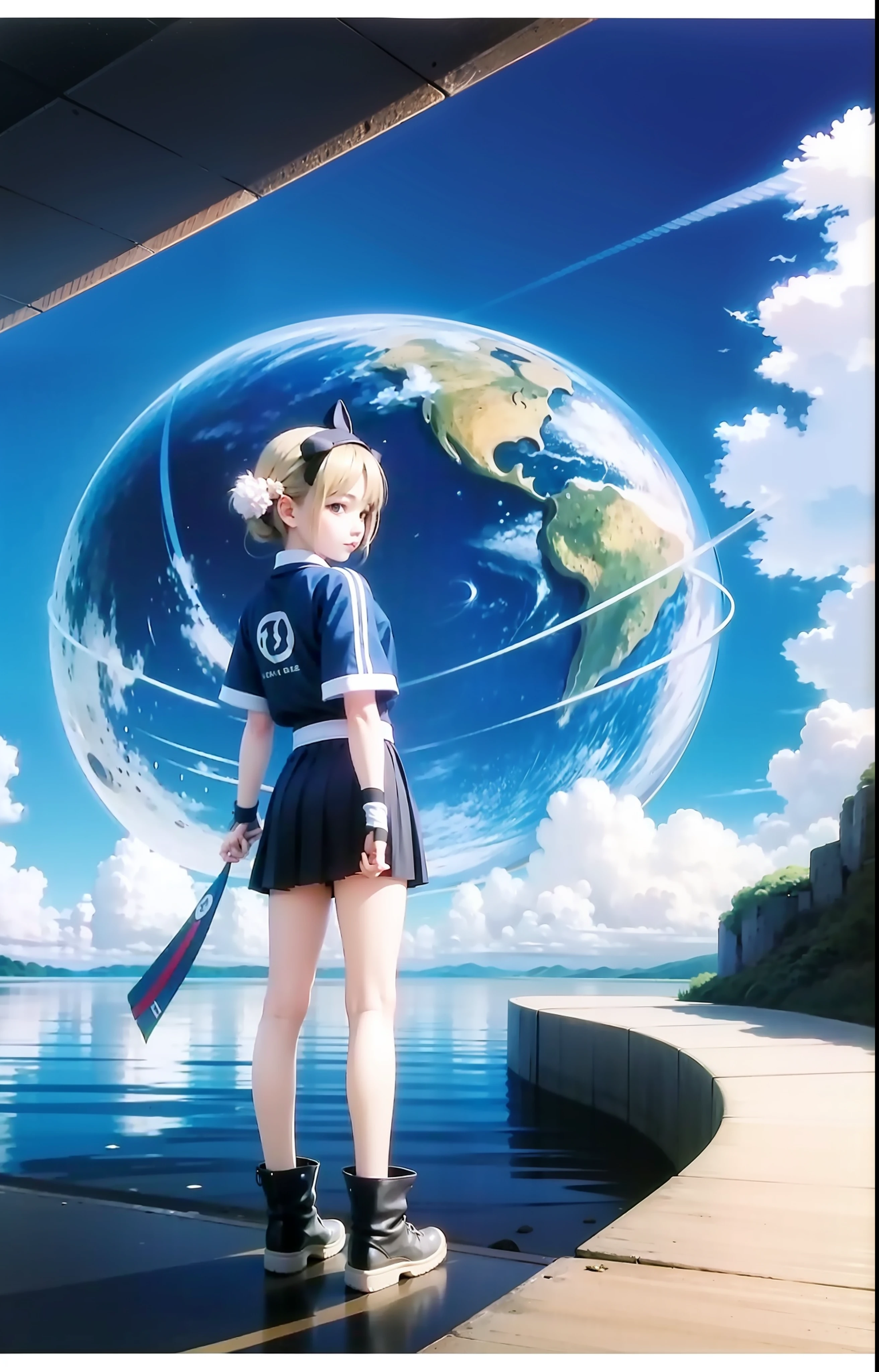 Nagisa's Beautiful Girl、kawaii、Hyperreal Backgrounds、Blue Planet Earth、Nagisa's Beautiful Girl、kawaii、hyper realstic