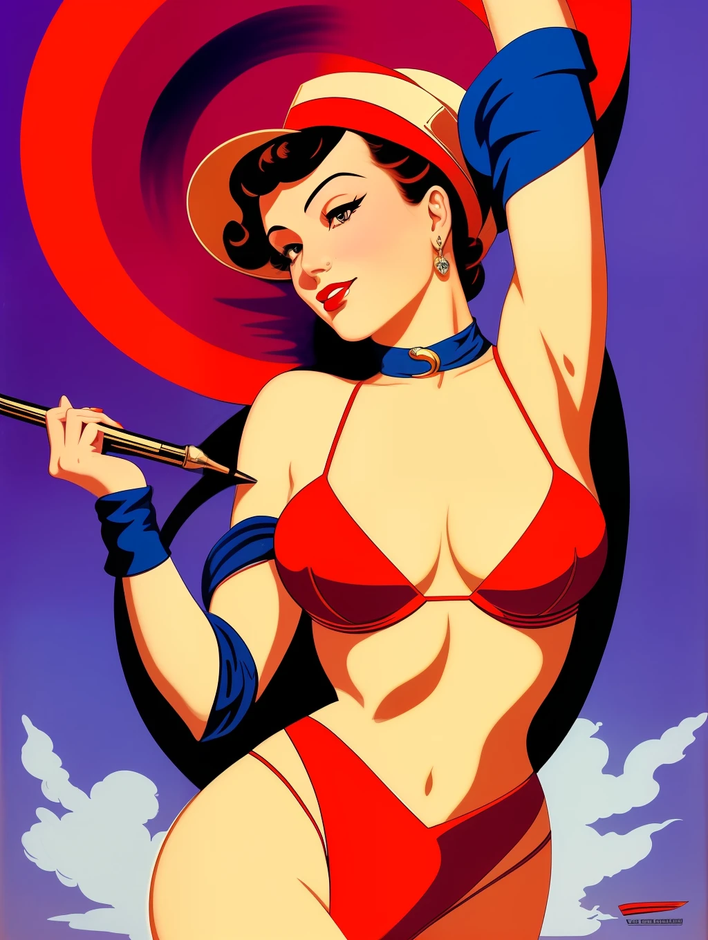 (Masterpiece) Insanely gorgeous and sexy art-deco pin-up woman, hyperdetailed, in the style of Ted Withers and Alberto Vargas