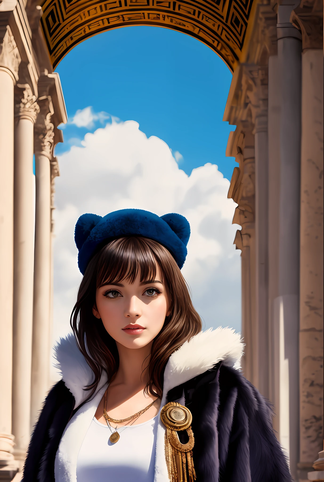 (Positive focus, Original photo), (2girls,duo,navel,At the Pantheon in Rome,crowd,winter,Snowy),Surrealistic Female Portraits by David Hockney and Alphonse Mucha, Fantasy art,Wear gorgeous furs, (Blue pupil: 1.4, shiny pupils: 1.4, Big eyes: 1.1), Photo fidelity, Dynamic lighting, Art Station, poster for, voluminetric lighting, Very detailed face, 4K, Award-winning, Shadows, understated, (official outfit: 1.4, Gorgeous fur, Complex clothing, Furs), Looking at the camera, Bust Up Shot, (Realistic face)),