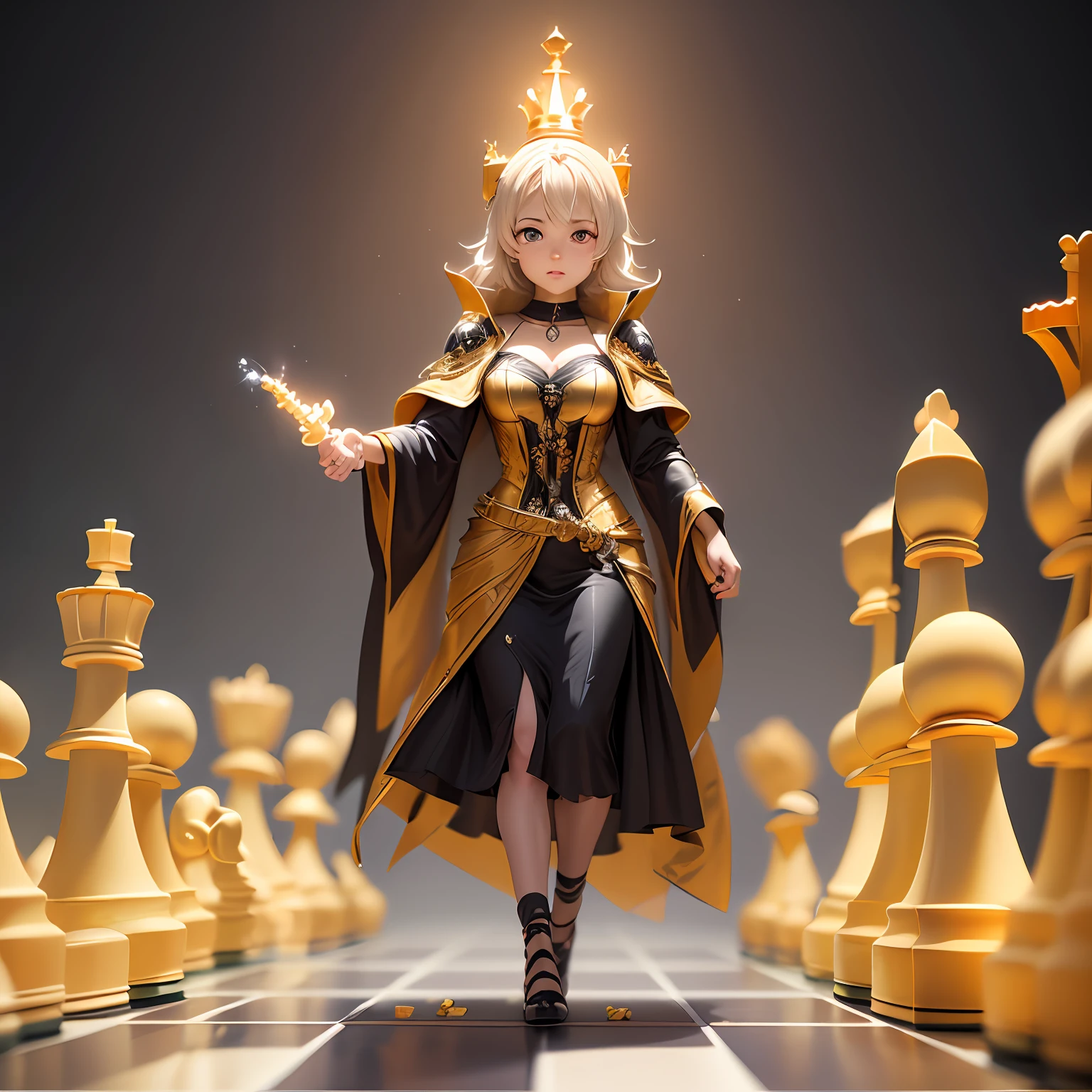 --2d anime --Anime --Primeiro trabalho --anime premiado, --Garota elfa (((--Heterocromia))) --Cabelos longos brancos --Pose sedutora --Peitos pequenos --Bunda pequena --Estilo "Loli" (((--walking chess game full of pieces))) --roupa rainha do xadrez branca --solo,Sem humanos,Sem humanos, --Detailed digital art --High quality 8K --Detailed Artgerm --Aesthetic perfection --Intricate details --Cinematic lighting --Lighting highlight --SSAA --Smooth rendering --No noise --Fantasy style giant chess game dynamic scenery (((--in checkmate action with chess piece in hand emanating golden energy))) --Rudeus Style.