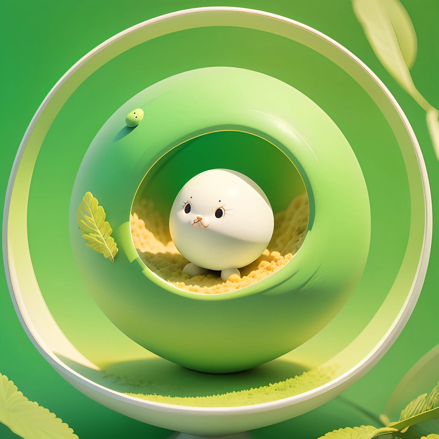 A creature, cute, white, spherical, floating