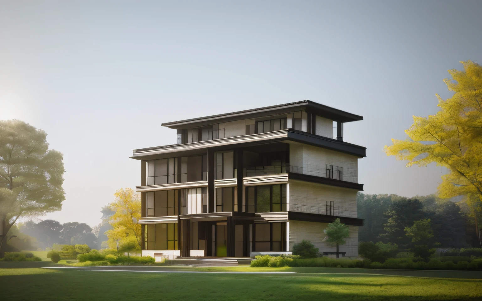 The richest house in the world designed by Mies van der Rohe and Le Corbusier,Great architectural design, Super mansion with minimalism and naturalism,architectural photography,natural vibe,spring scenery,natural vitality,hyper HD,ultra - detailed,architectural photography,best photograpy,UE5 engine,Frey 6.0 render,Hyper-realistic rendering