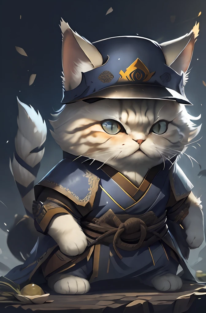 C4ttitude Himalayan cat with Mortal Kombat Raiden outfit and Chinese hat, cartaz de propaganda