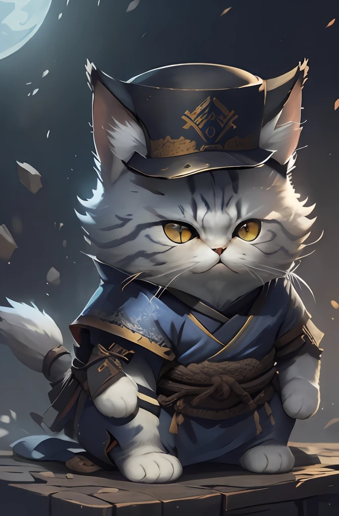 C4ttitude Himalayan cat with Mortal Kombat Raiden outfit and Chinese hat, cartaz de propaganda