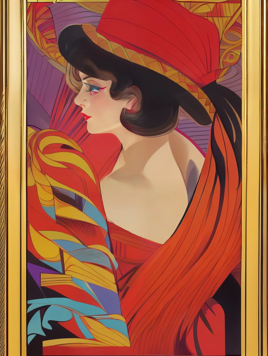 (Masterpiece) portrait of an Insanely gorgeous art-deco sophisticated lady, hyperdetailed, in the style of Ted Withers and Alberto Vargas