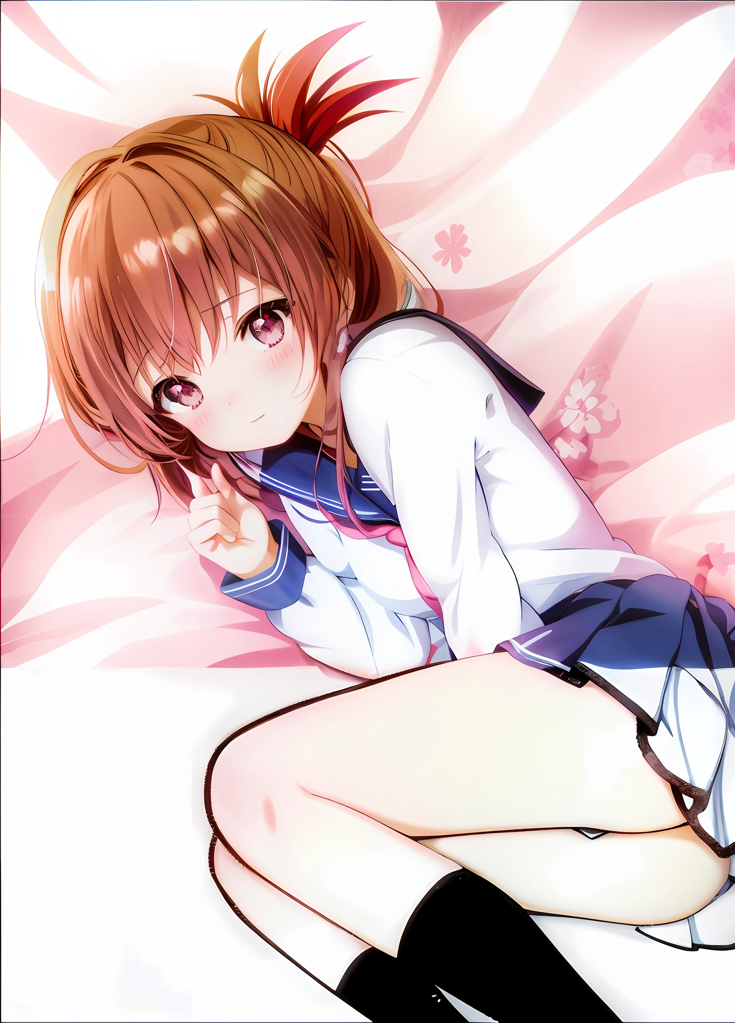 anime girl laying in bed with flowers in her hair, sayori, (Anime Girl), Cute anime girl, pretty anime girl, kinomoto sakura, Anime Best Girl, closeup Iwakura Lain, Seductive Anime Girl, Beautiful anime girl, charming anime girls, sakura petals around her, Anime Girl, Anime visuals of cute girls, Smooth Anime CG Art