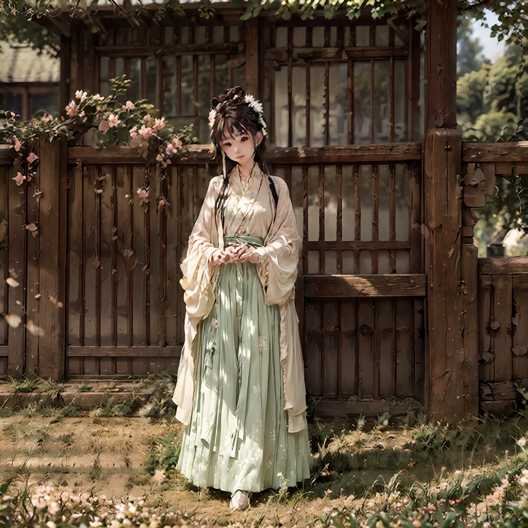 tmasterpiece,High- sharpness,Best quality at best,Mai Sakurajima's legs,kamisato_ayaka,ssmile,sakura flowers falling,Soft light,Detailed rendering --auto