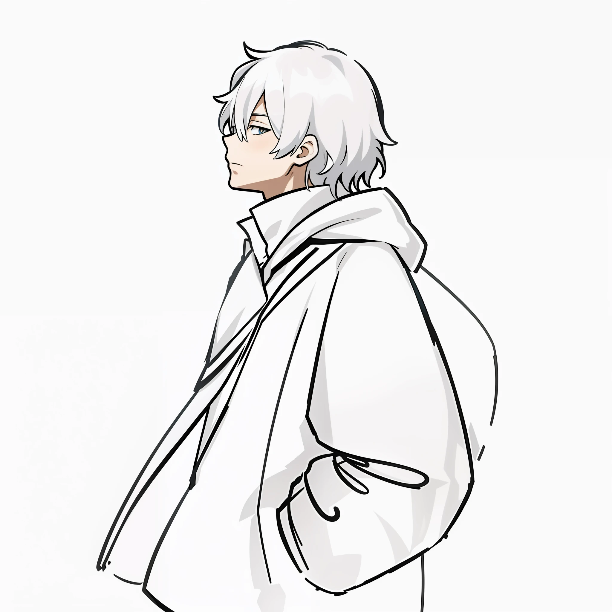 An anime manga of a man in a white coat and tie, white haired Cangcang, young anime man, anime style character, male anime character, Male anime style, shigenori soejima illustration, 2 d anime style, ( ( concept art of character ) ), Handsome anime pose, Tall anime guy with blue eyes, made with anime painter studio, in the darkness nigth，deep shading，In the dark，starrysky，meteors，Falling cherry blossoms。