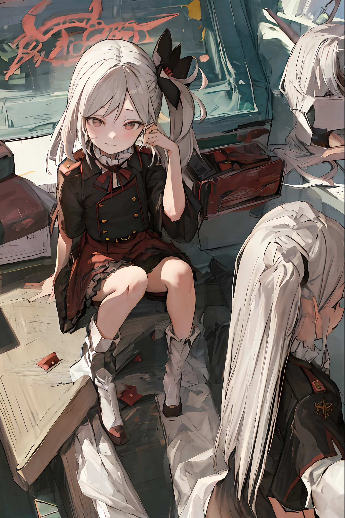 A two-dimensional beauty with a shy expression in black stockings and a JK uniform